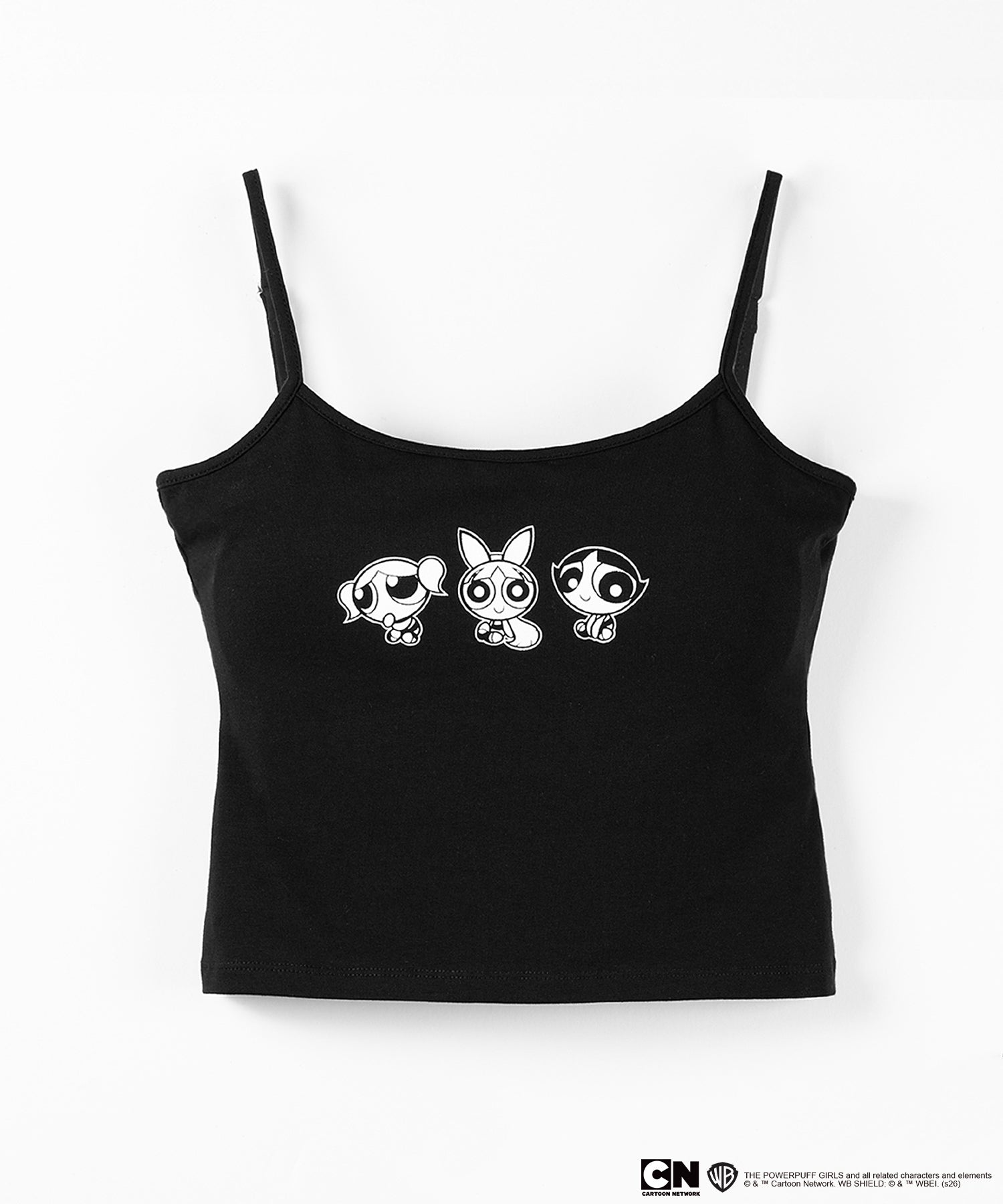 【THE POWERPUFF GIRLS】SETUP パワーパフガールズスクエアネックスリムキャミソール&レタリングロゴショートパンツ / square neck slim camisole & lettering logo short pants