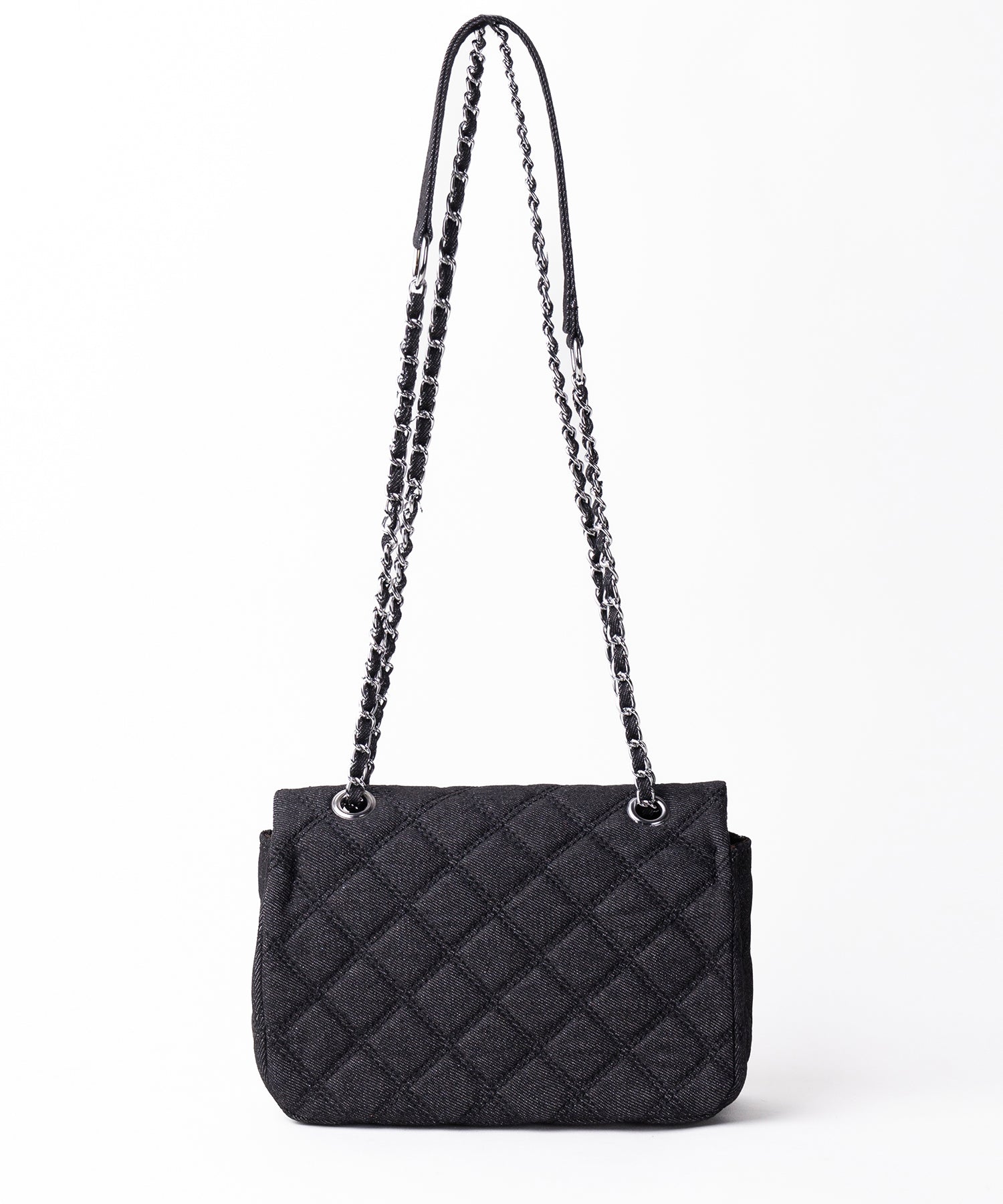 【2WAY 】キルティングチェーンデニムフラップショルダーバッグ / quilting chain denim flap shoulder bag
