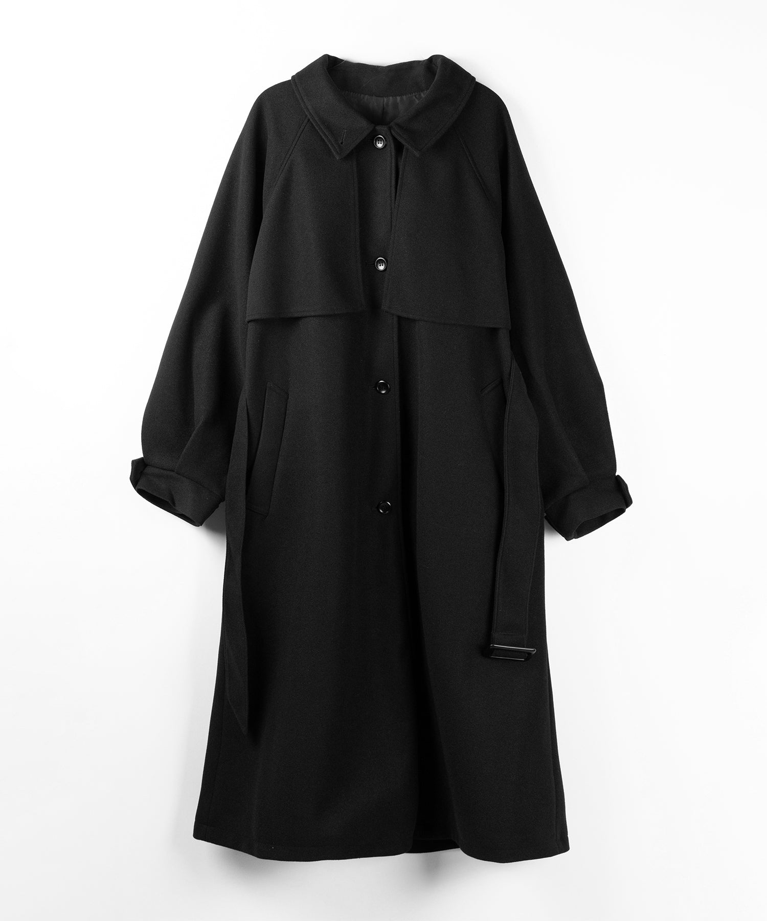 【 ウエストマークベルトSET 】2WAY ステンカラーレディメルトンロングコート / 2WAY soutien collar lady melton long coat