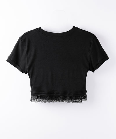 ユニフォームドッキングレースショートピチTシャツ / uniform docking lace short pichi T-shirt