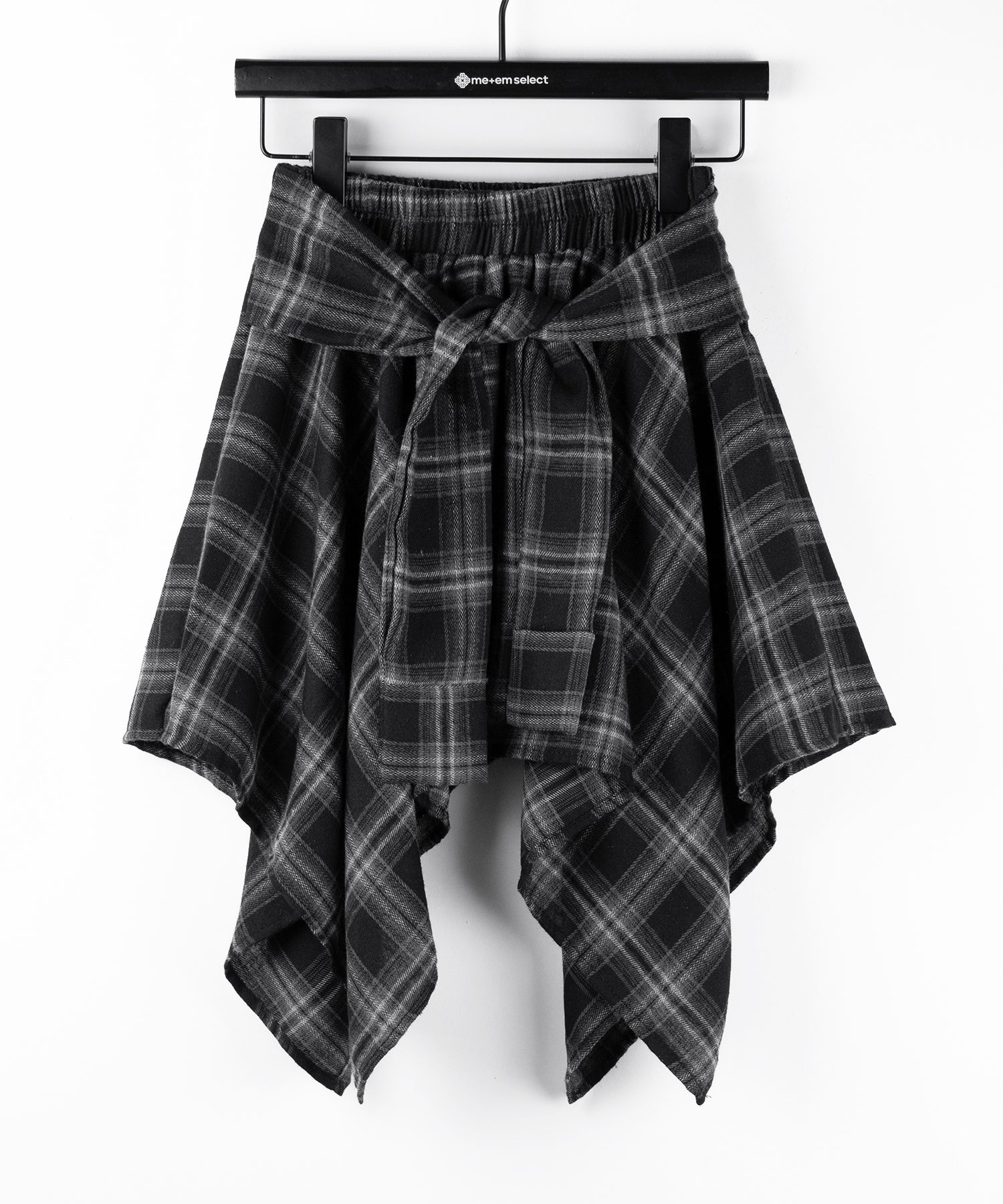 【 選べる2素材/インナーパンツ裏地付 】シャツレイヤードチェックミニスカート / shirt layered check mini skirt