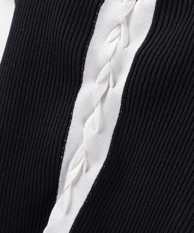 半袖レースアップスリムニットトップス / short-sleeve lace up slim knit tops
