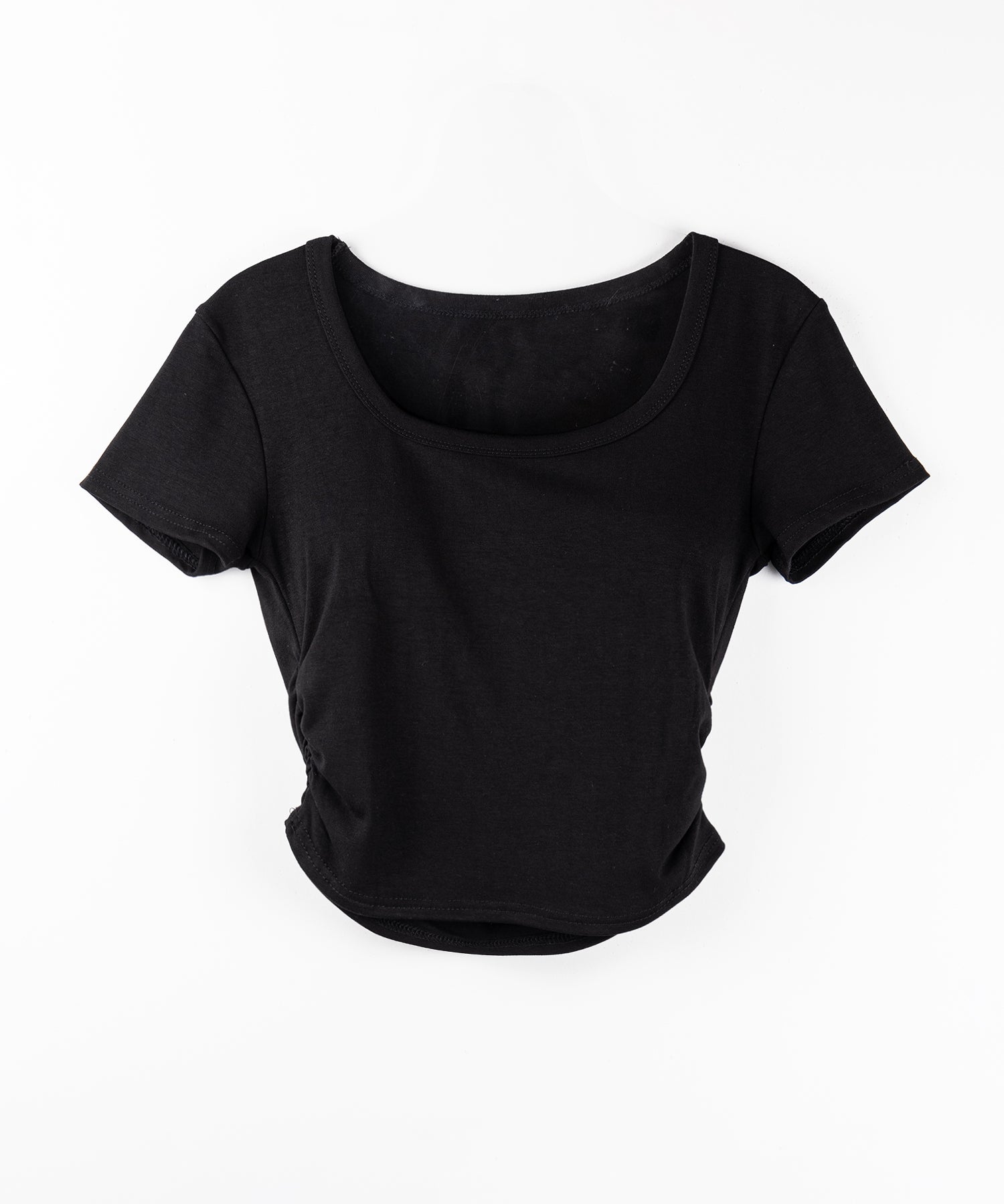 スクエアネックショートスリム半袖Tシャツ / square neck short slim sleeve T-shirt