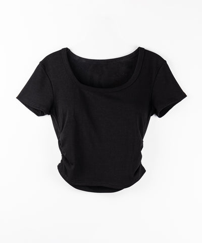スクエアネックショートスリム半袖Tシャツ / square neck short slim sleeve T-shirt