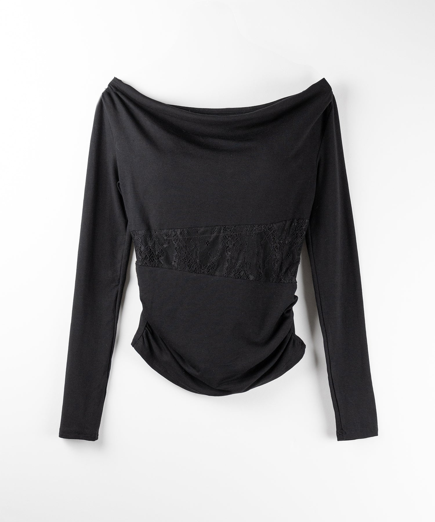 【 2color 】ウエストレースカットアウトオフショルトップス / waist lace cutout offshoulder tops