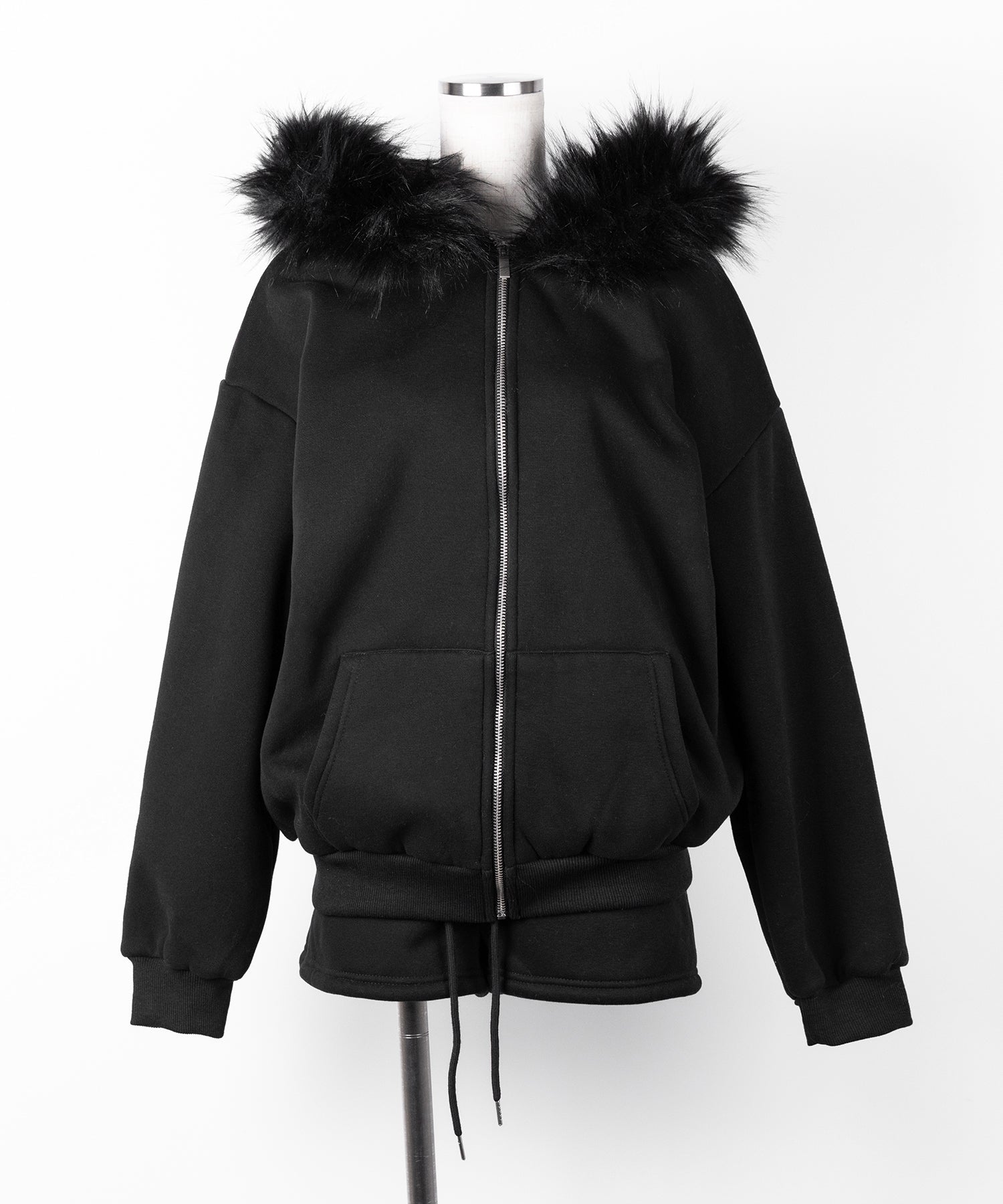 【 セットアップ 】裏起毛ファーフードオーバージップパーカー&スウェットショートパンツ / Urakimo fur over zip hoodie & sweat short pants SETUP