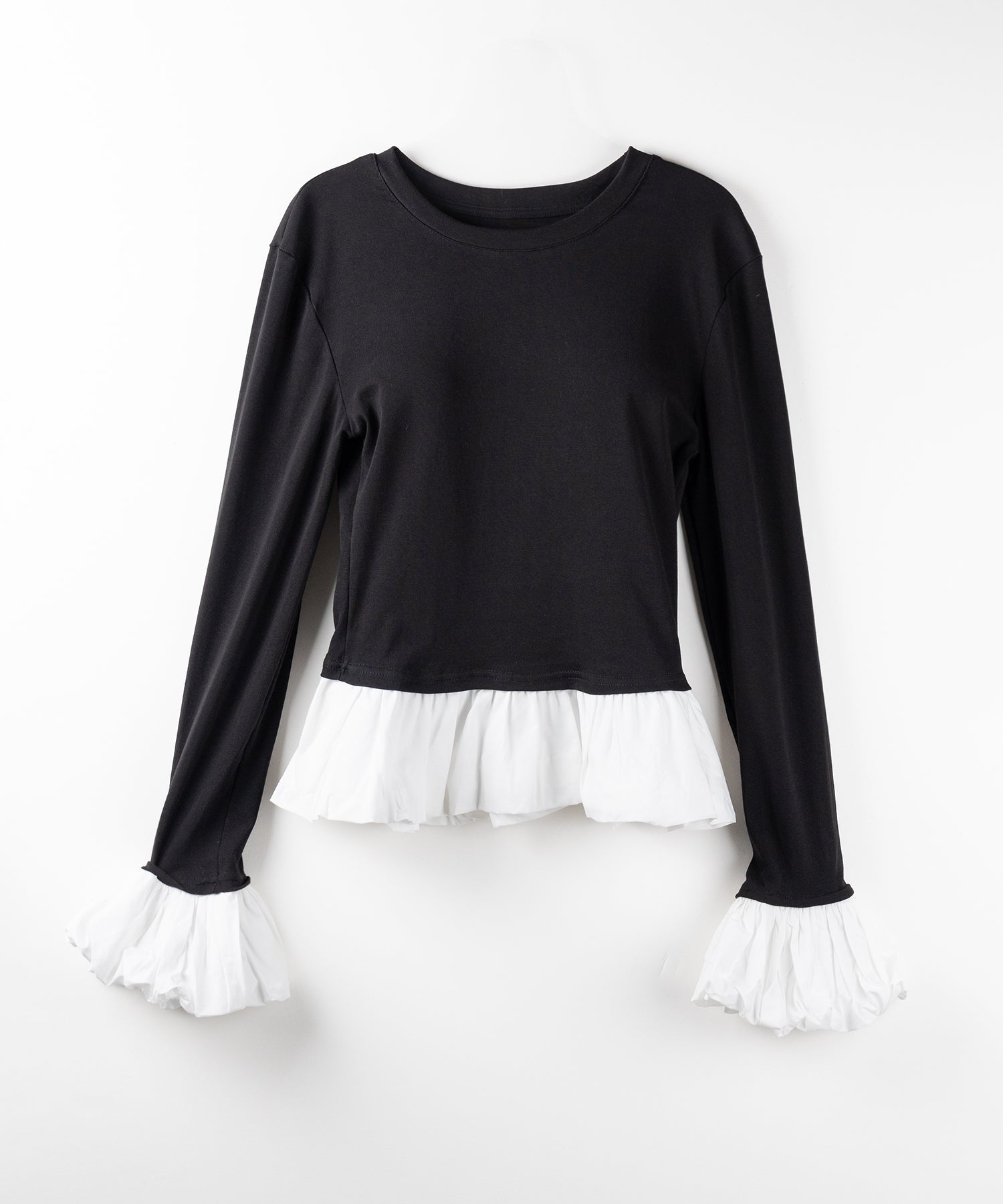 【 2color 】裾バルーンフリルカットソートップス / hem balloon frill cutsew tops