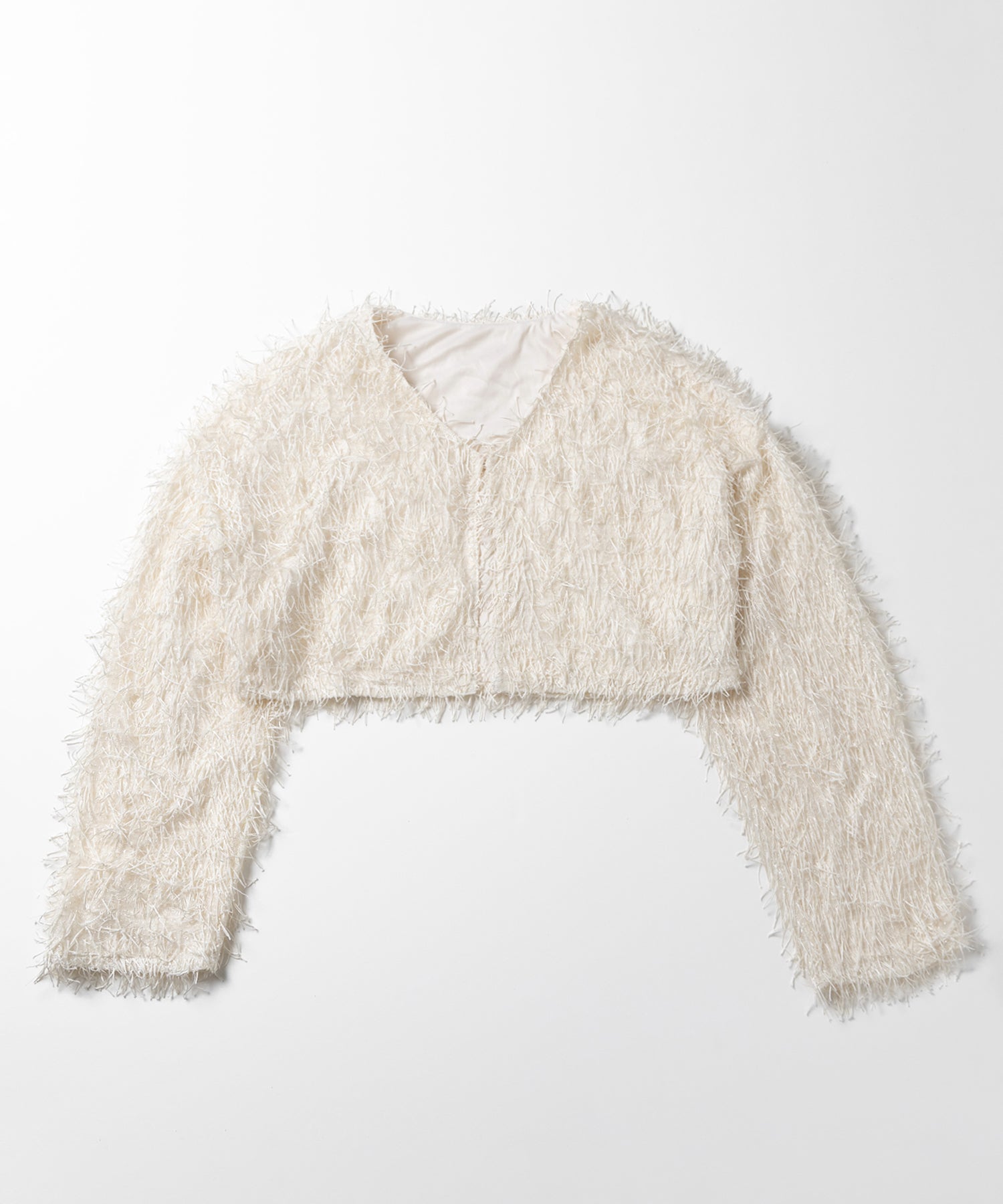 【 セットアップ可能 】シャギーフリンジショートカーディガン /shaggy fringe short cardigan