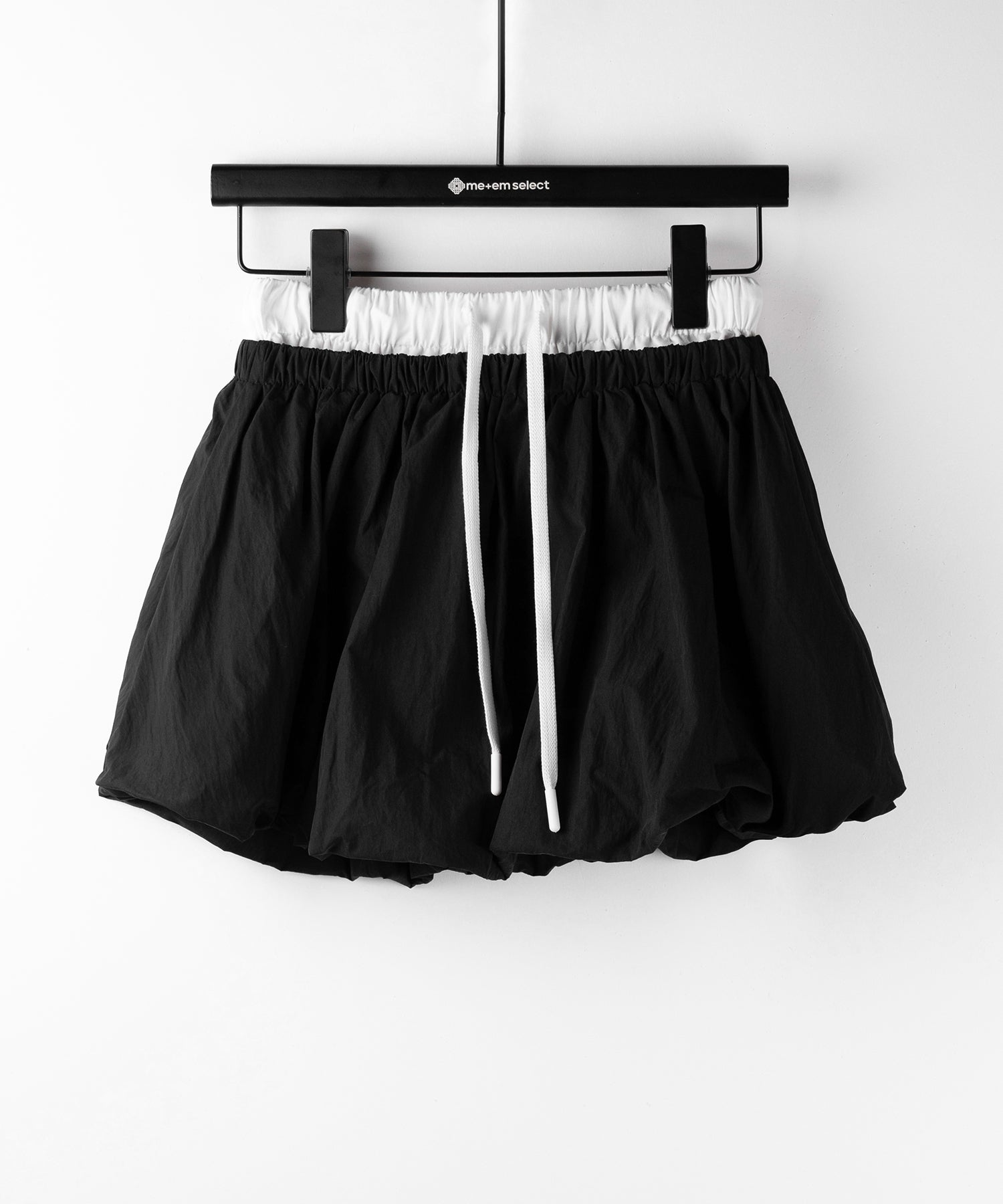 【 2color /インパン裏地付き 】フェイクレイヤードコットンバルーンミニスカート / fake layered cotton balloon mini skirt