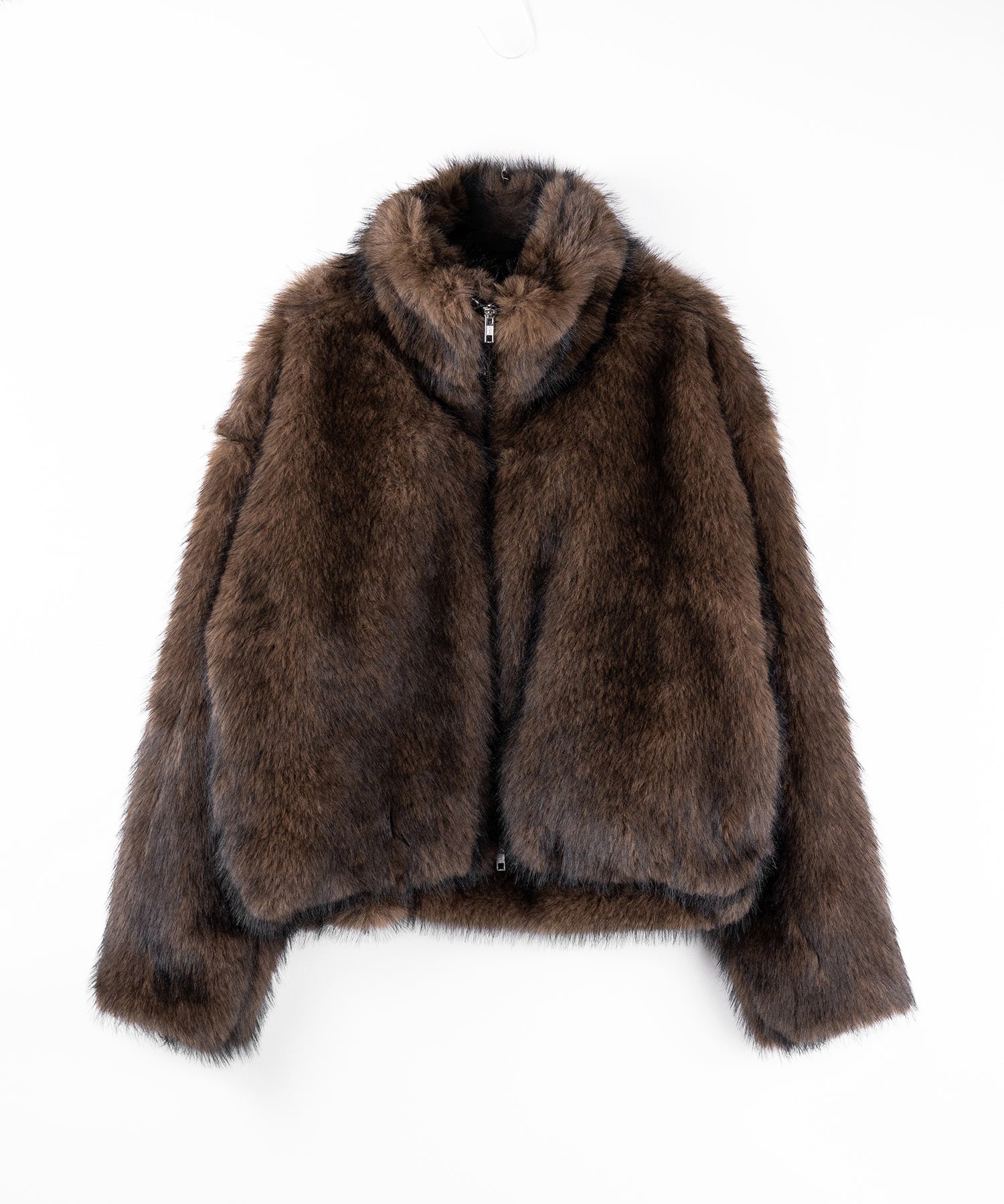 ダブルジップスタンドカラーミックスファージャケット / double zip stand collar mix fur jacket