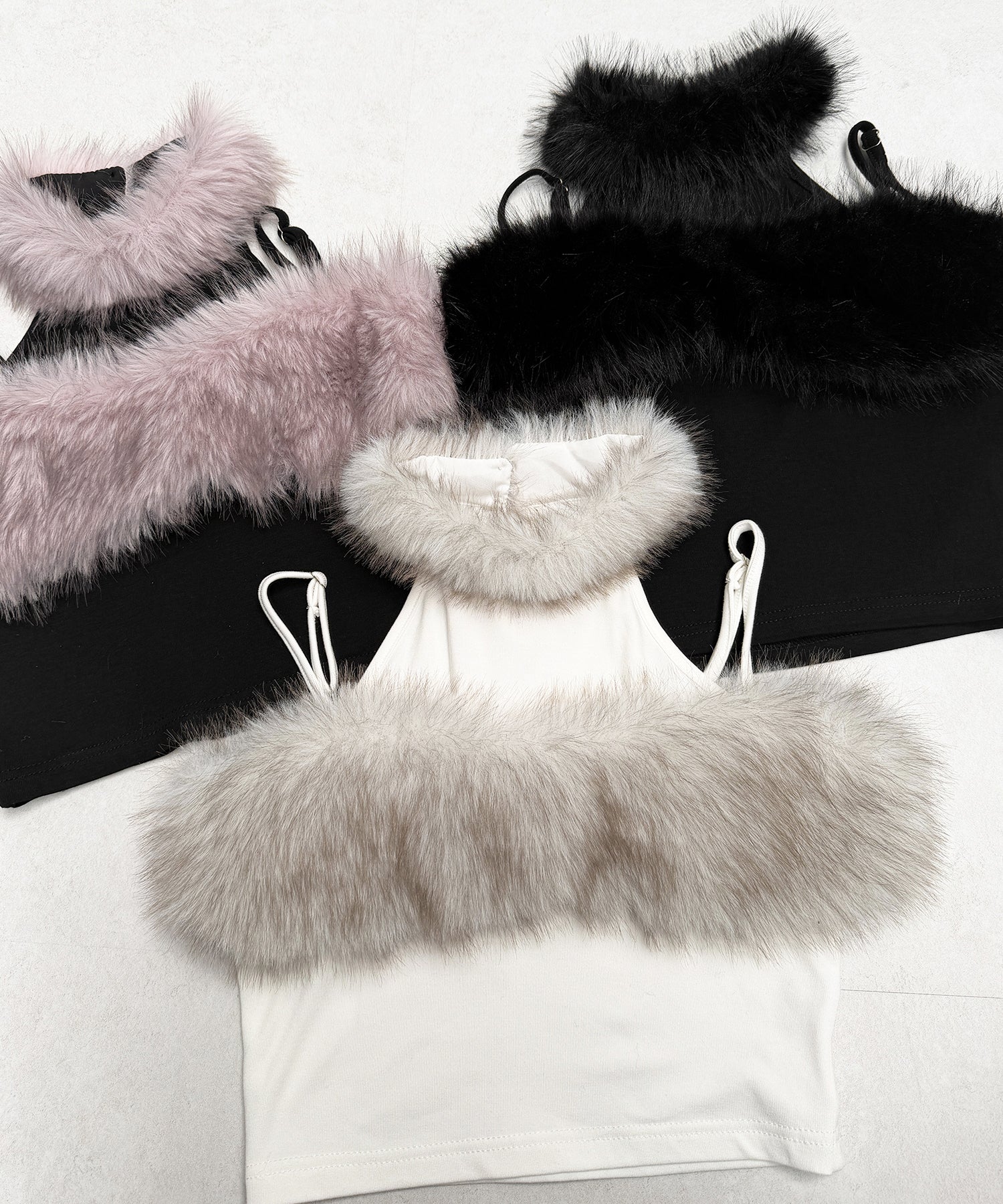 ファードッキングストラップトップス / fur docking strap tops