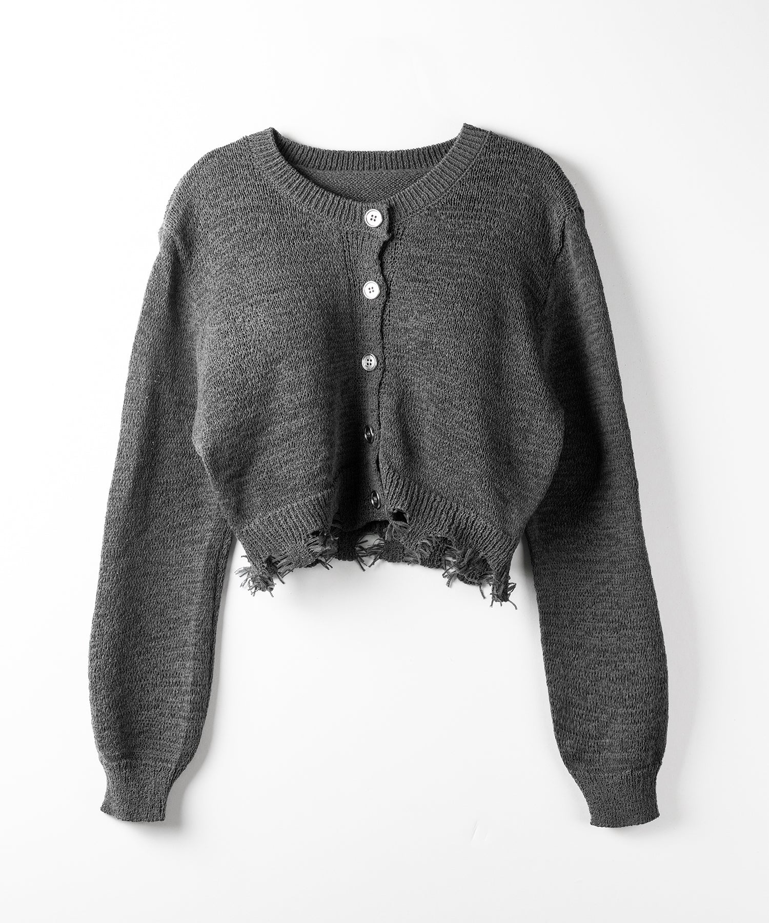 【 3color 】ダメージシアーニットショートカーディガン / damage sheer knit short cardigan