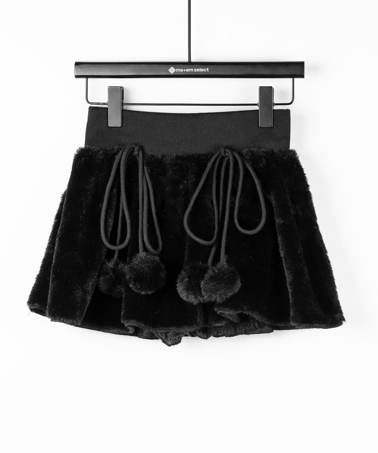 【 インパン裏地付き 】ポンポン付ファーフレアミニスカート / ponpon fur flare mini skirt