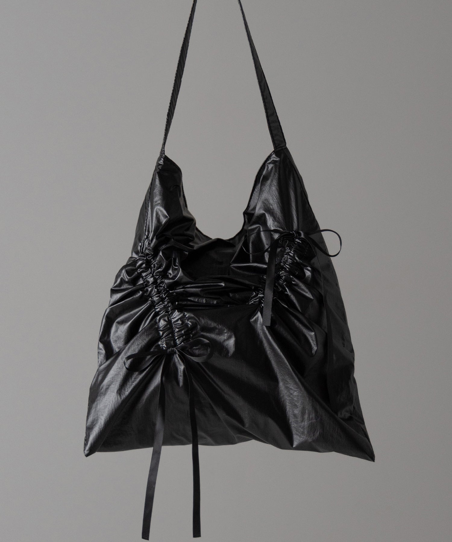 【 2color 】シャーリングリボンメタリックトートバッグ / shirring ribbon metallic tote bag