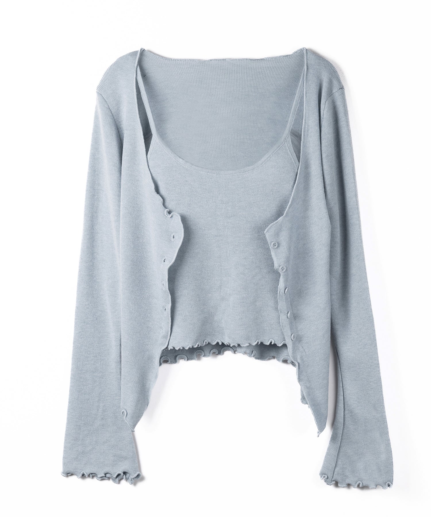 レイヤード風メロースリムニットカーディガン / layered mellow slim knit cardigan