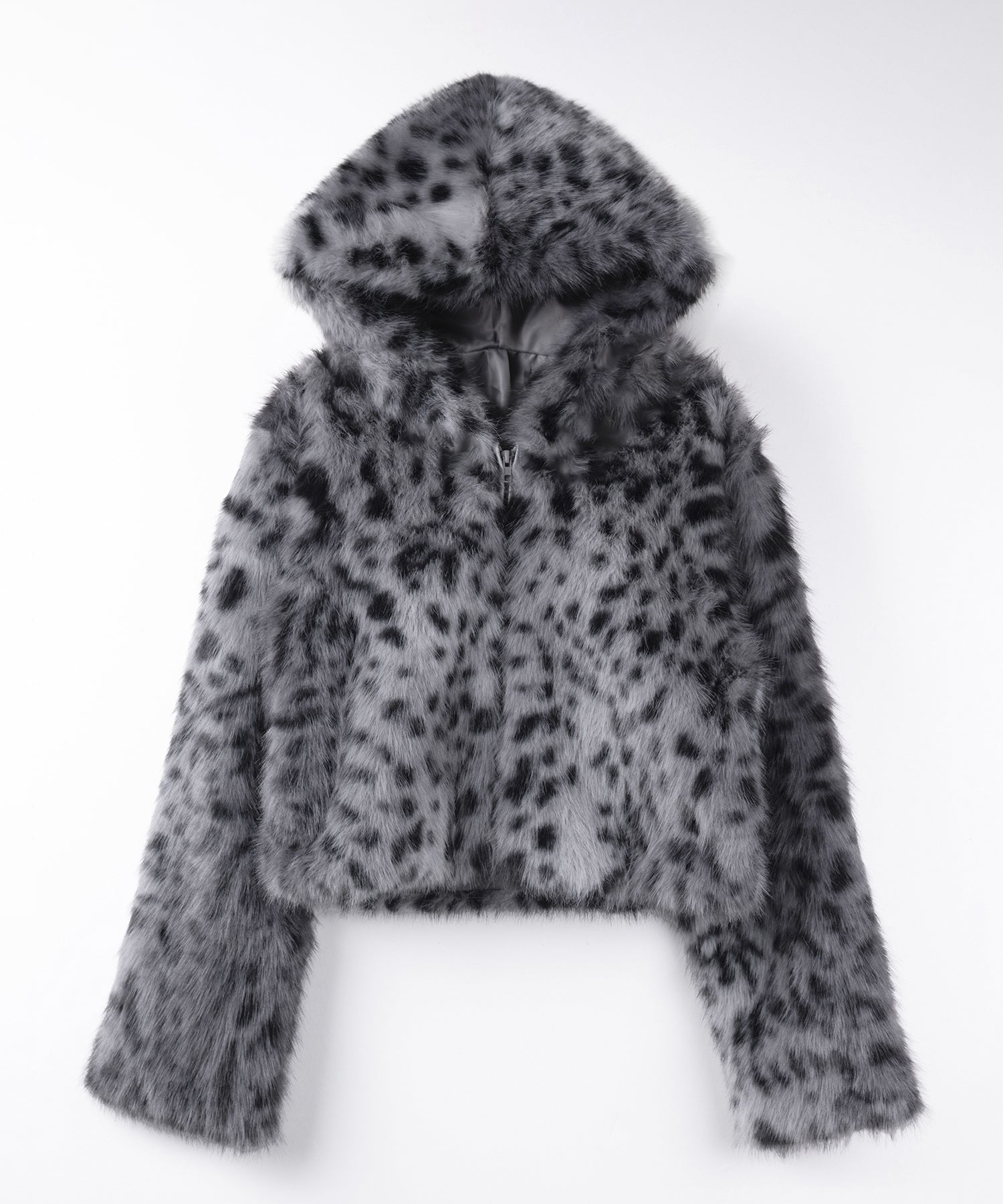 レオパードフェイクファーフーディショートコート / reopard fakefur hoodie short coat