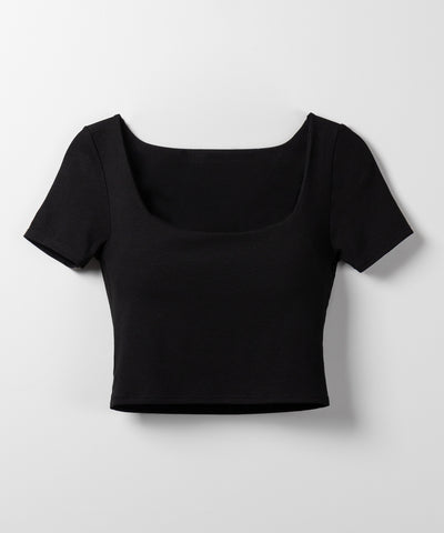 【 カップ付き 】スクエアネックショートちびTシャツ