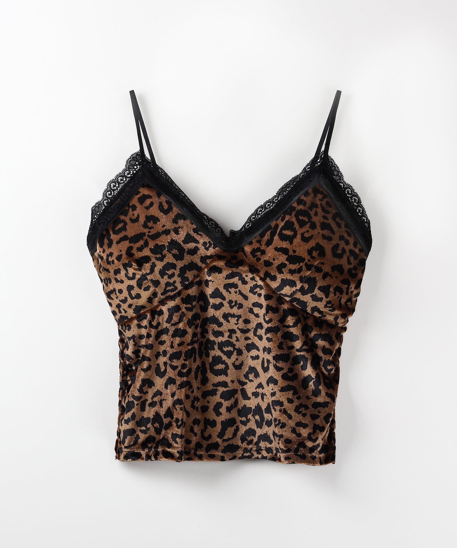 【 カップ付き 】レオパードベロアレースキャミビスチェ / reopard velor lace camisole bustier