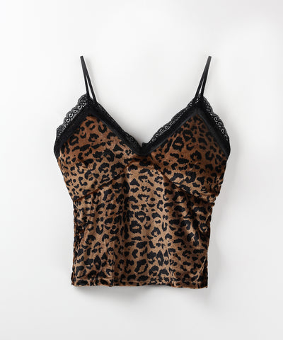 【 カップ付き 】レオパードベロアレースキャミビスチェ / reopard velor lace camisole bustier