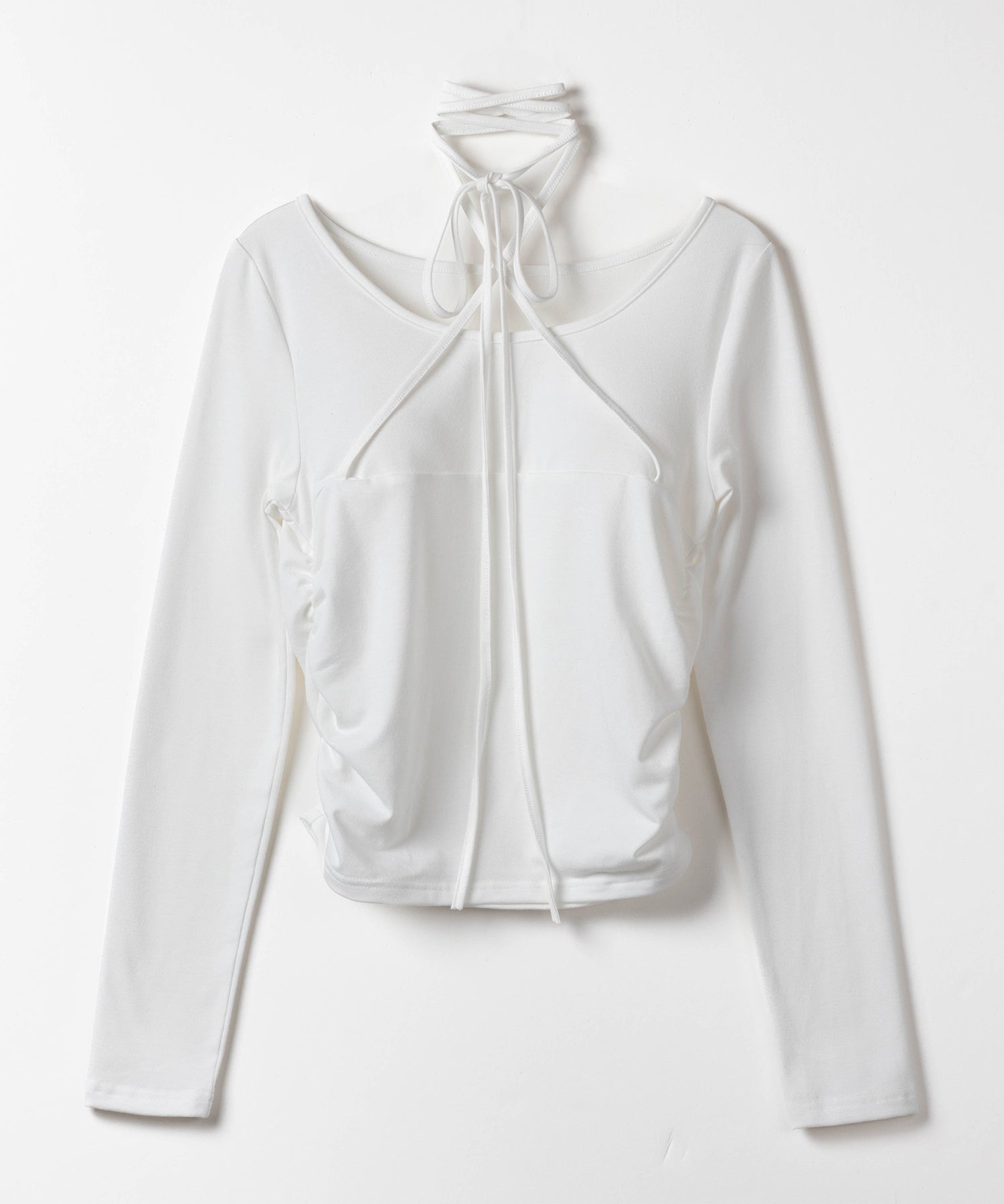 【 3color 】クロスストラップロングチョーカーリボントップス / cross strap long choker ribbon tops