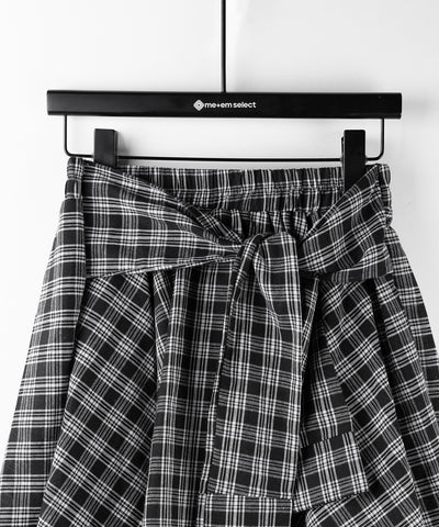 【 選べる2素材/インナーパンツ裏地付 】シャツレイヤードチェックミニスカート / shirt layered check mini skirt