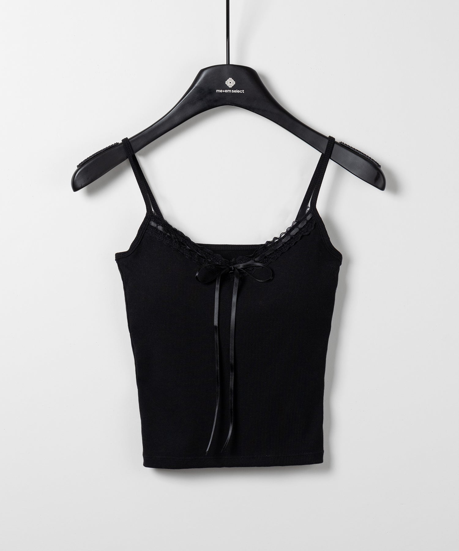 【 カップ付き 】サテンリボンレースリブキャミソール / satin ribbon lace lib camisole