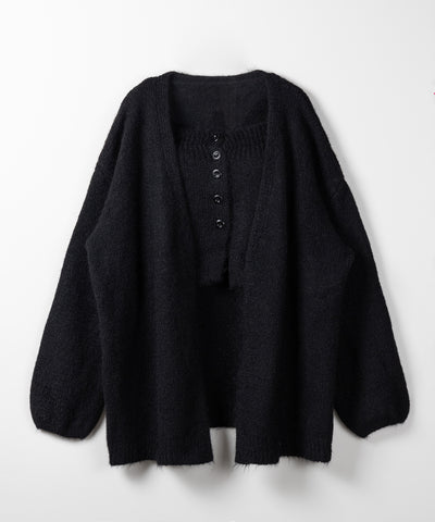 【 2点セット 】ニットボタンビスチェ +ロングカーディガンセット / knit button bustier + long cardigan set