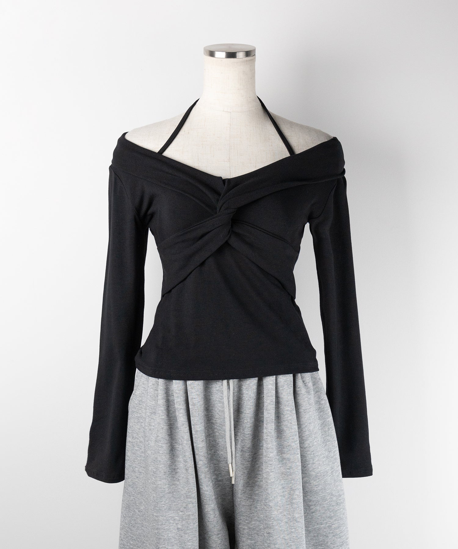 【 2color 】クロスギャザーオフショルカットソートップス / cross gather off shoulder cutsew tops