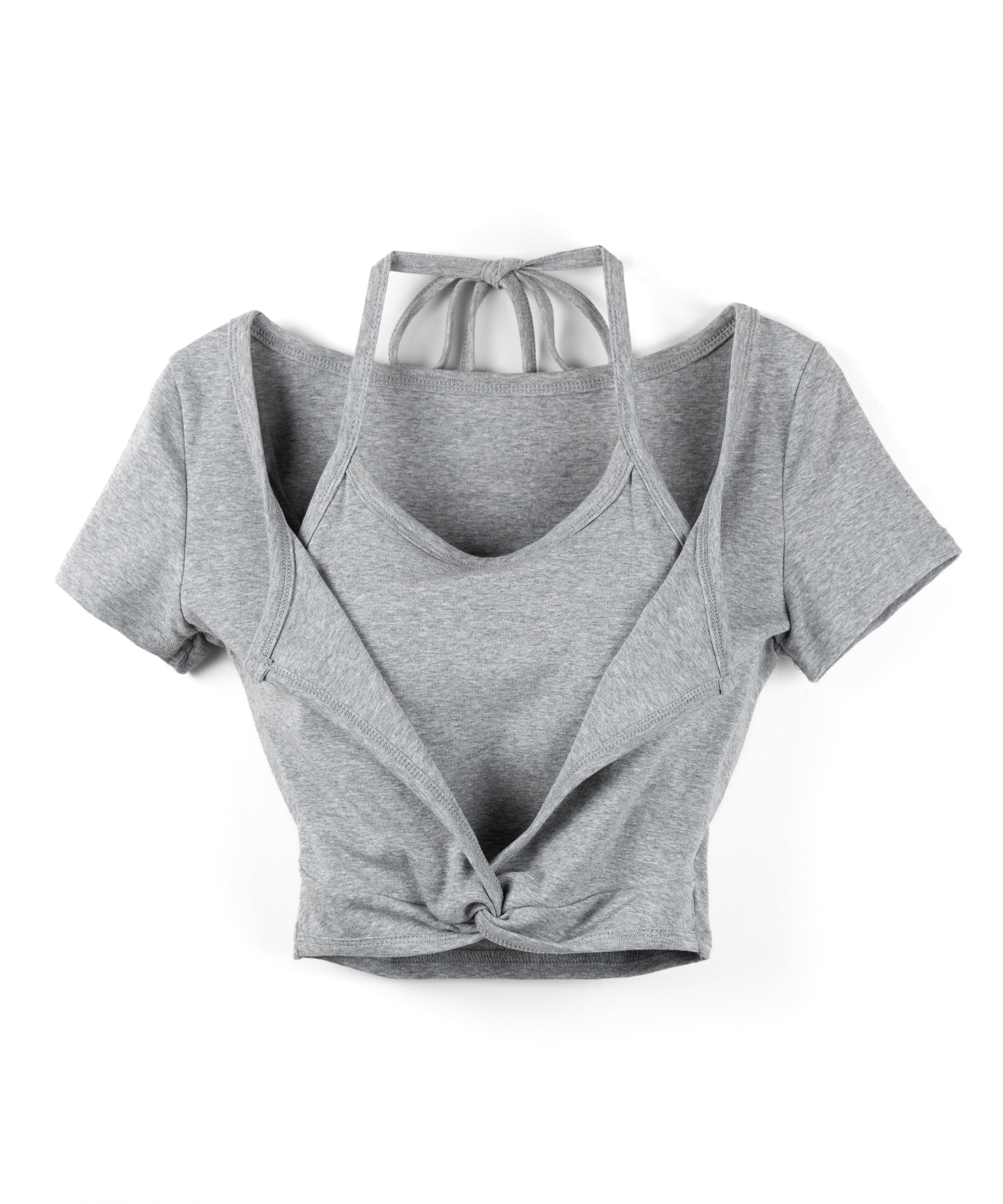 ホルターネックレイヤードショートぴちTシャツ / halter neck layered short pichi T-shirts