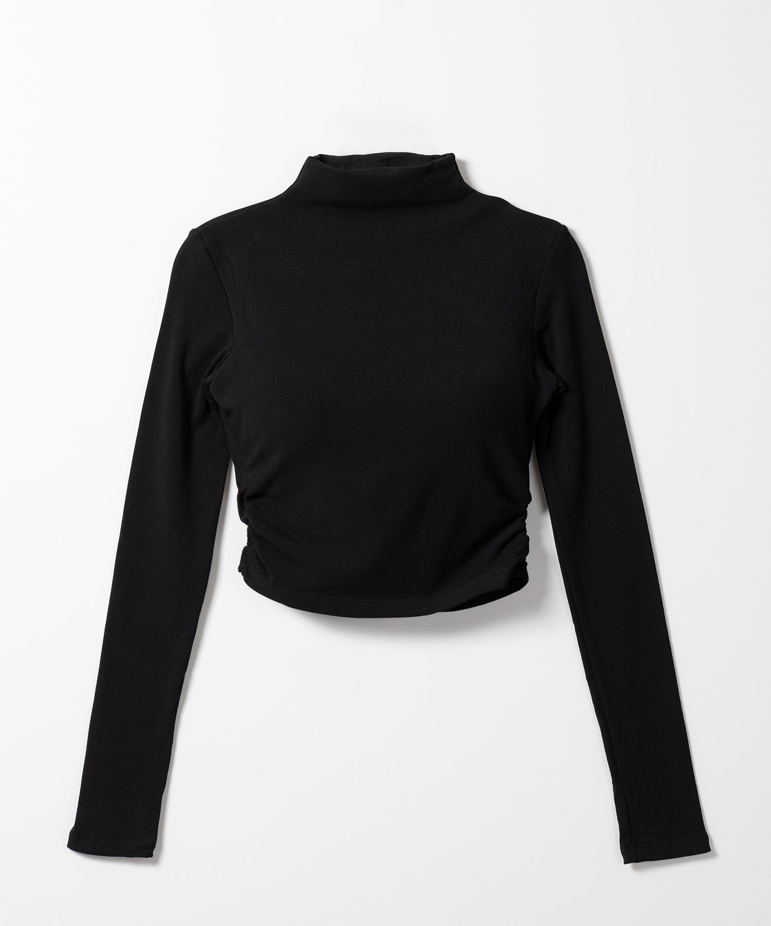 【 カップ付き / 裏起毛 】プチハイネックシャーリングショートカットソートップス