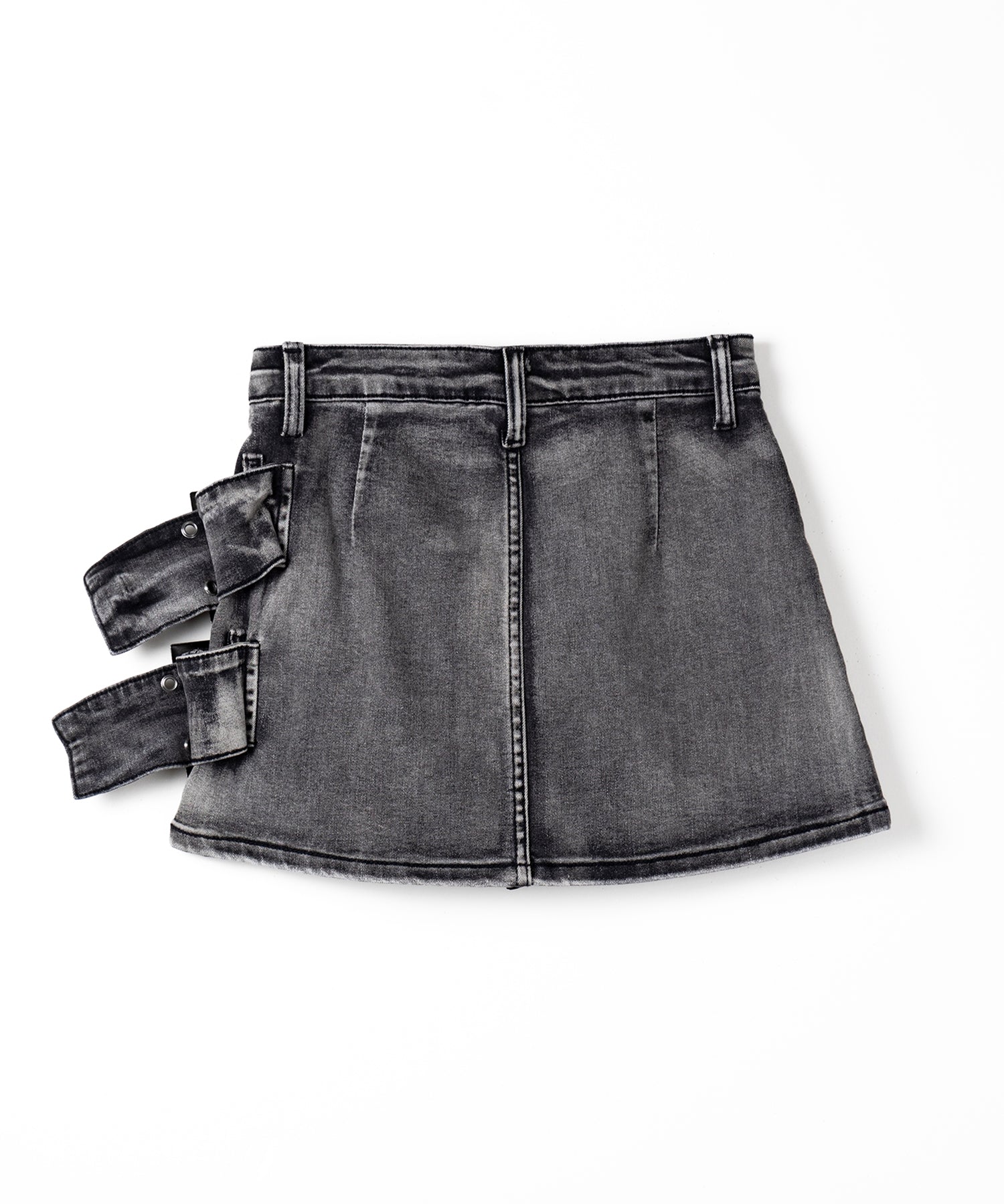 【 インパン裏地付 】ダブルハトメベルトヴィンテージデニムミニスカート / Double eyelet belt vintage denim mini skirt