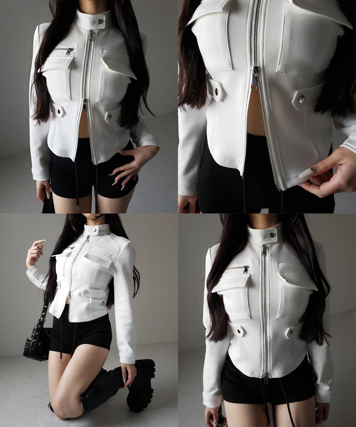 アウトポケットジップアップスリムカットジャケット / out pocket zip up slim cut jacket