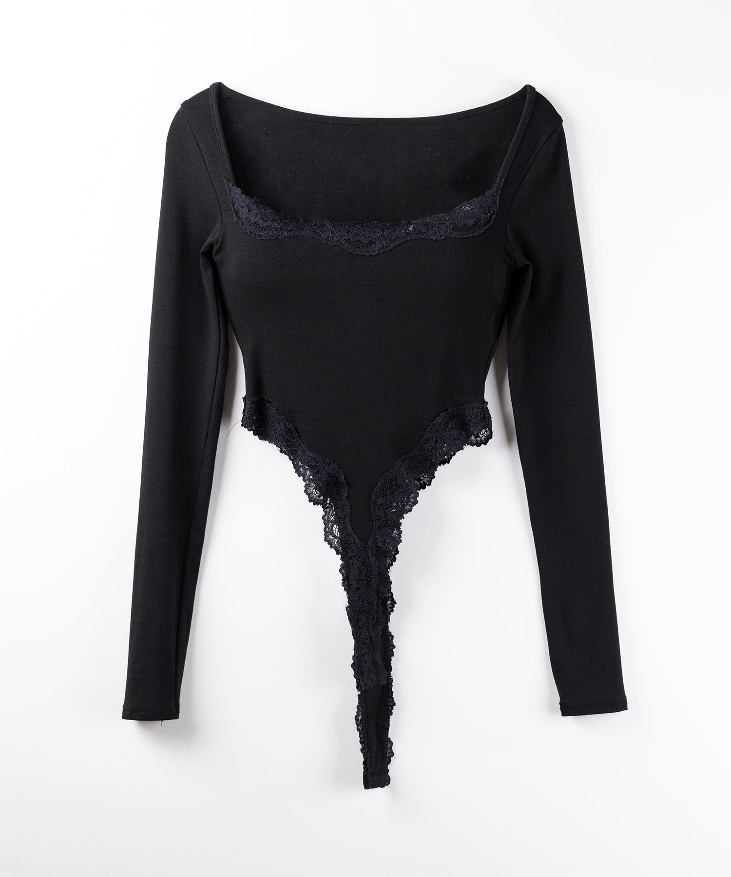 【 2color 】カットアウトレースポイントボディスーツトップス /cutout lace point bodysuit tops