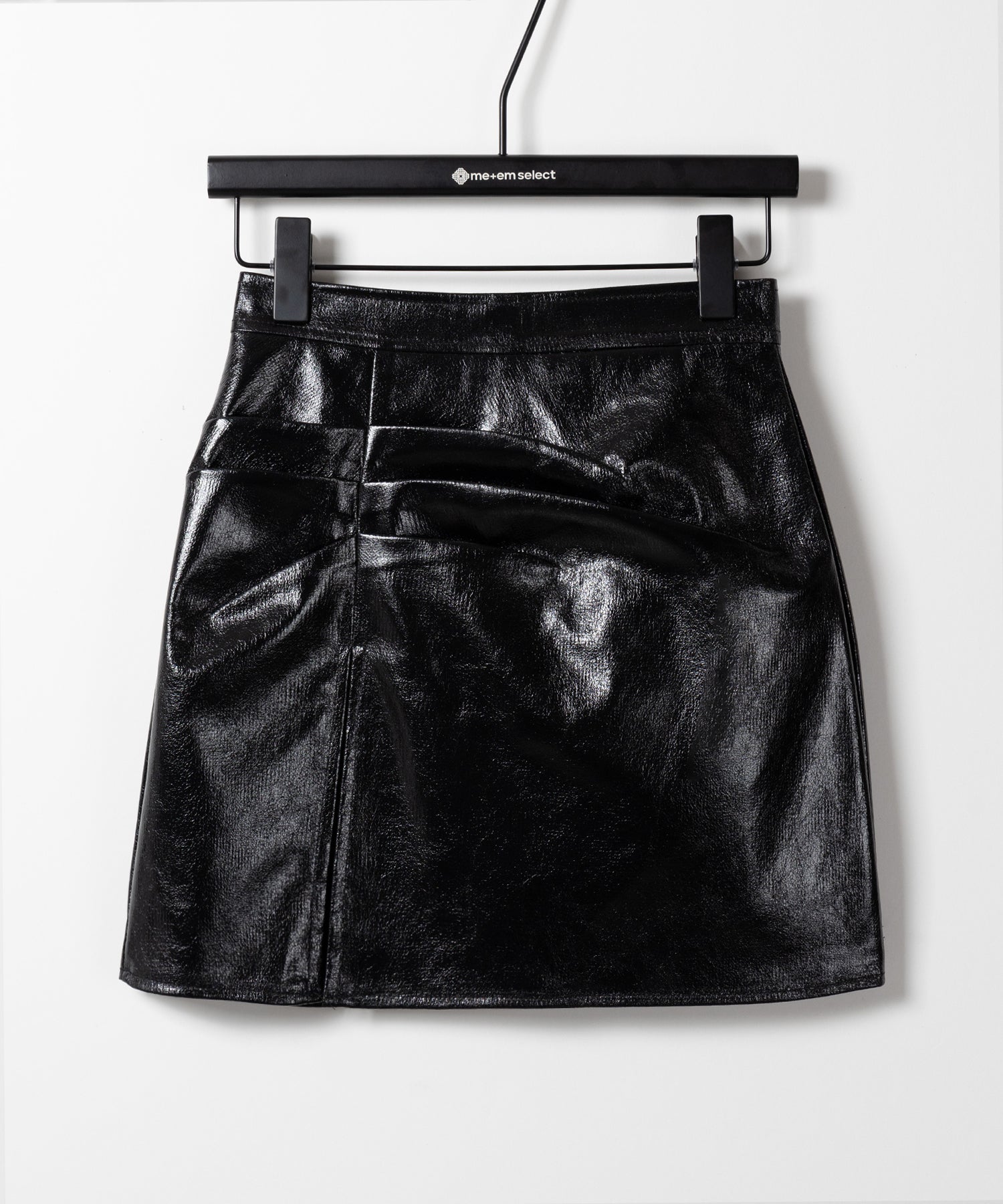 3タックメタリックスリットハイウエストタイトミニスカート