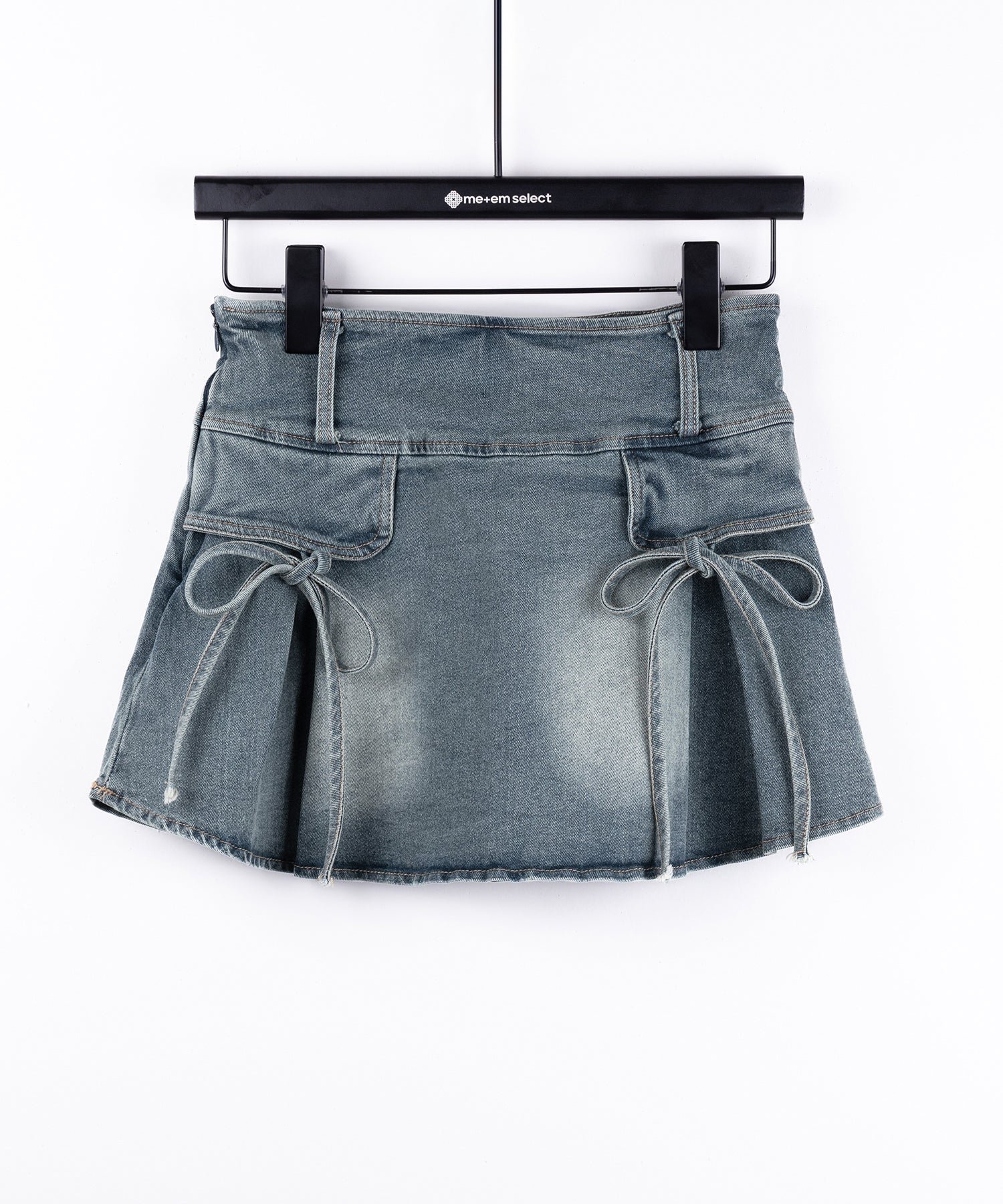 【 2color / 3size 】ヴィンテージライクリボンデニムミニスカパン / vintage like ribbon denim mini skirt pants