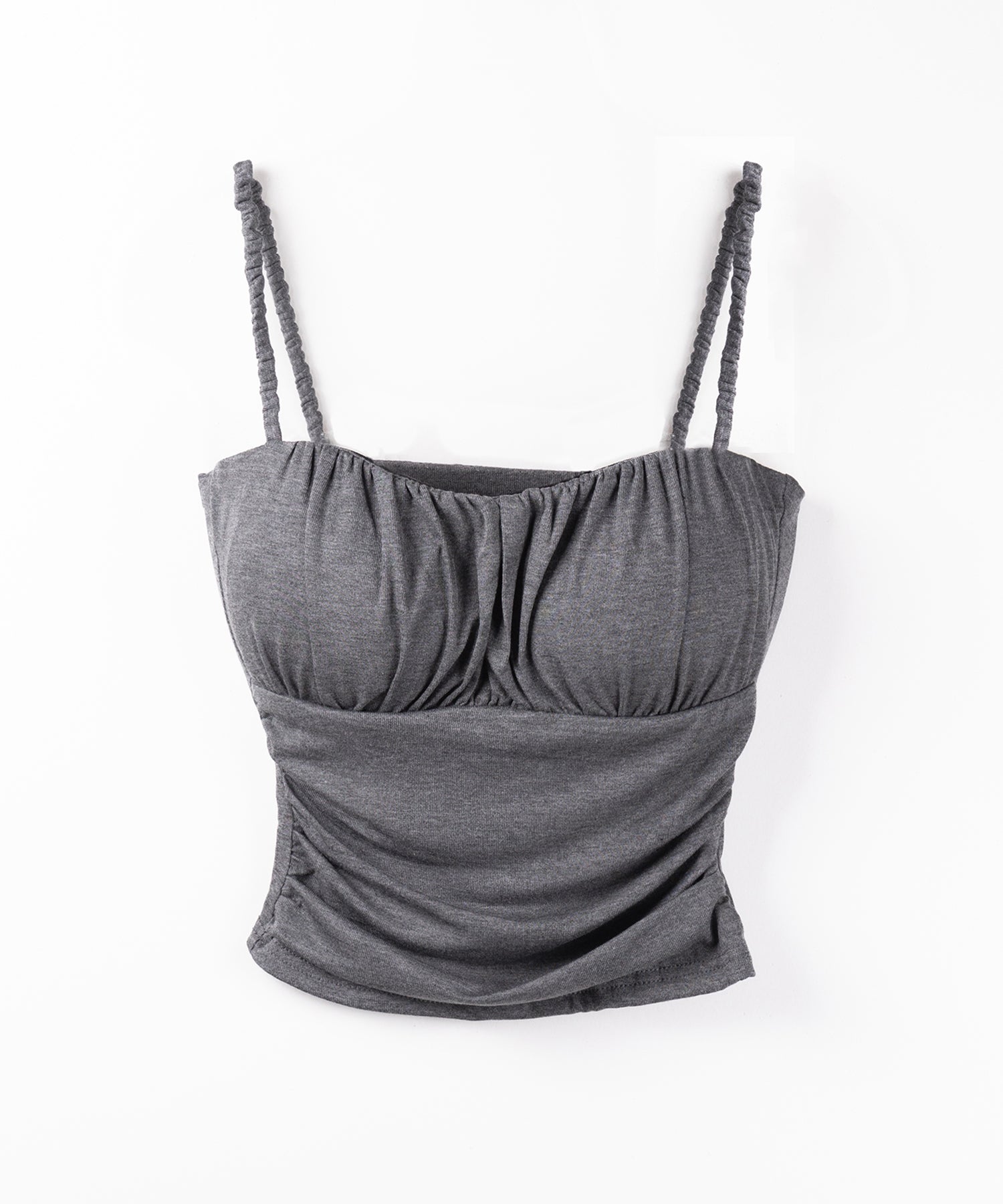 【 3color / カップ付き 】シャーリングギャザードレープキャミソール /shirring gather drape camisole