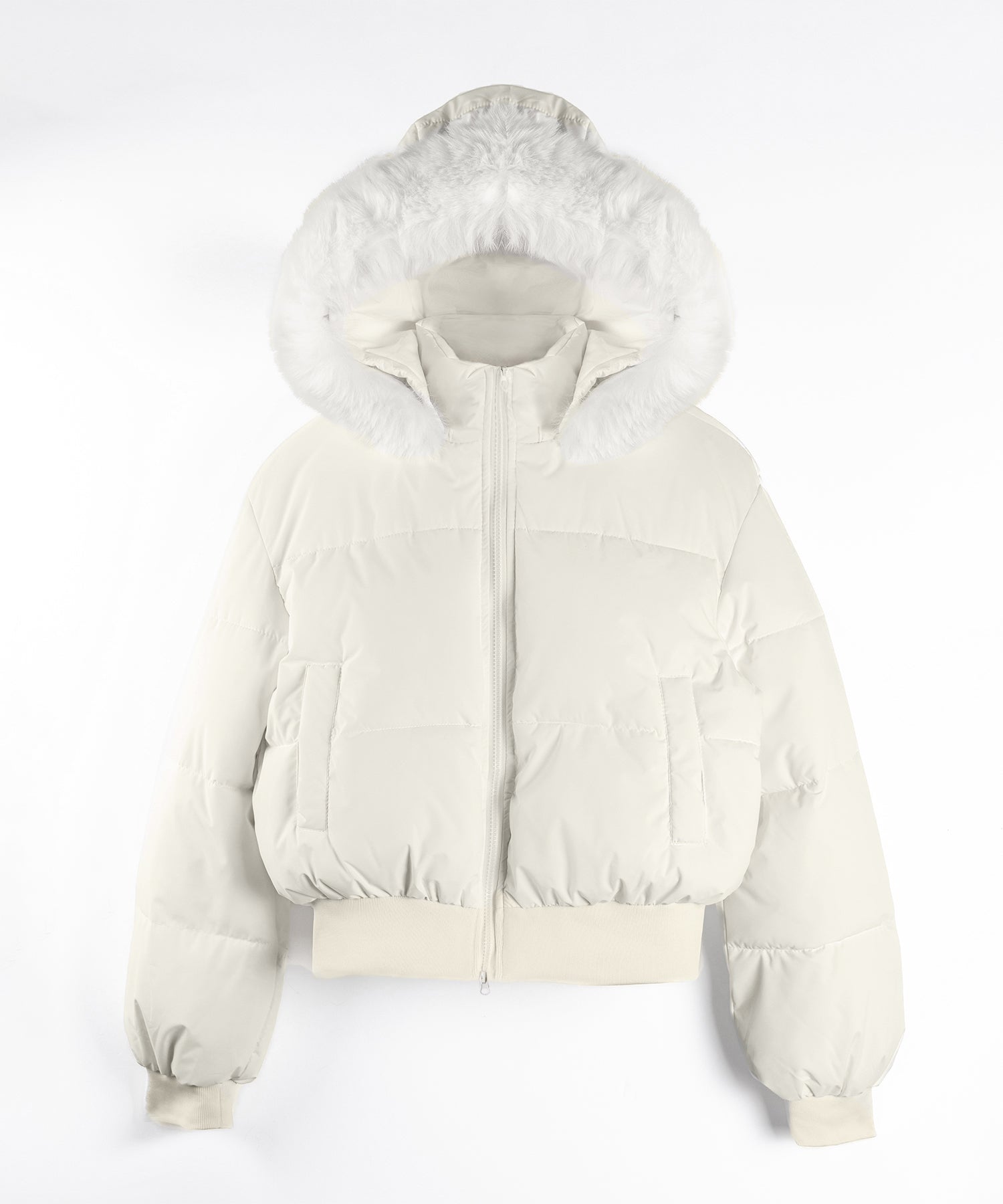 【 フード取り外し可能2WAY 】フェイクファーフードショートダウンジャケット / 2WAY fake fur hoodie short down jacket