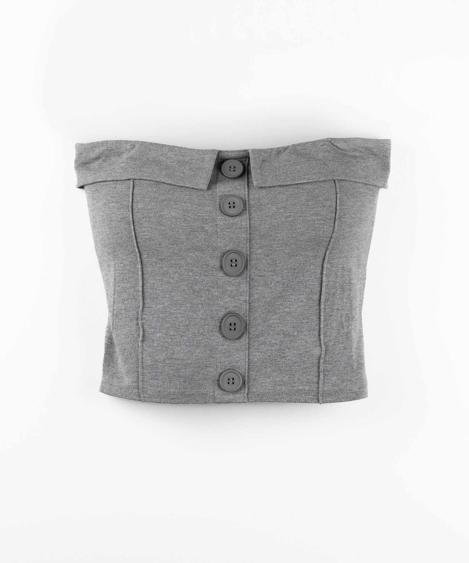 【 2点セット 】フロントボタンベアトップ + クロップドカットソーカーディガン SET / front button bare top + cropped cutsaw cardigan SET