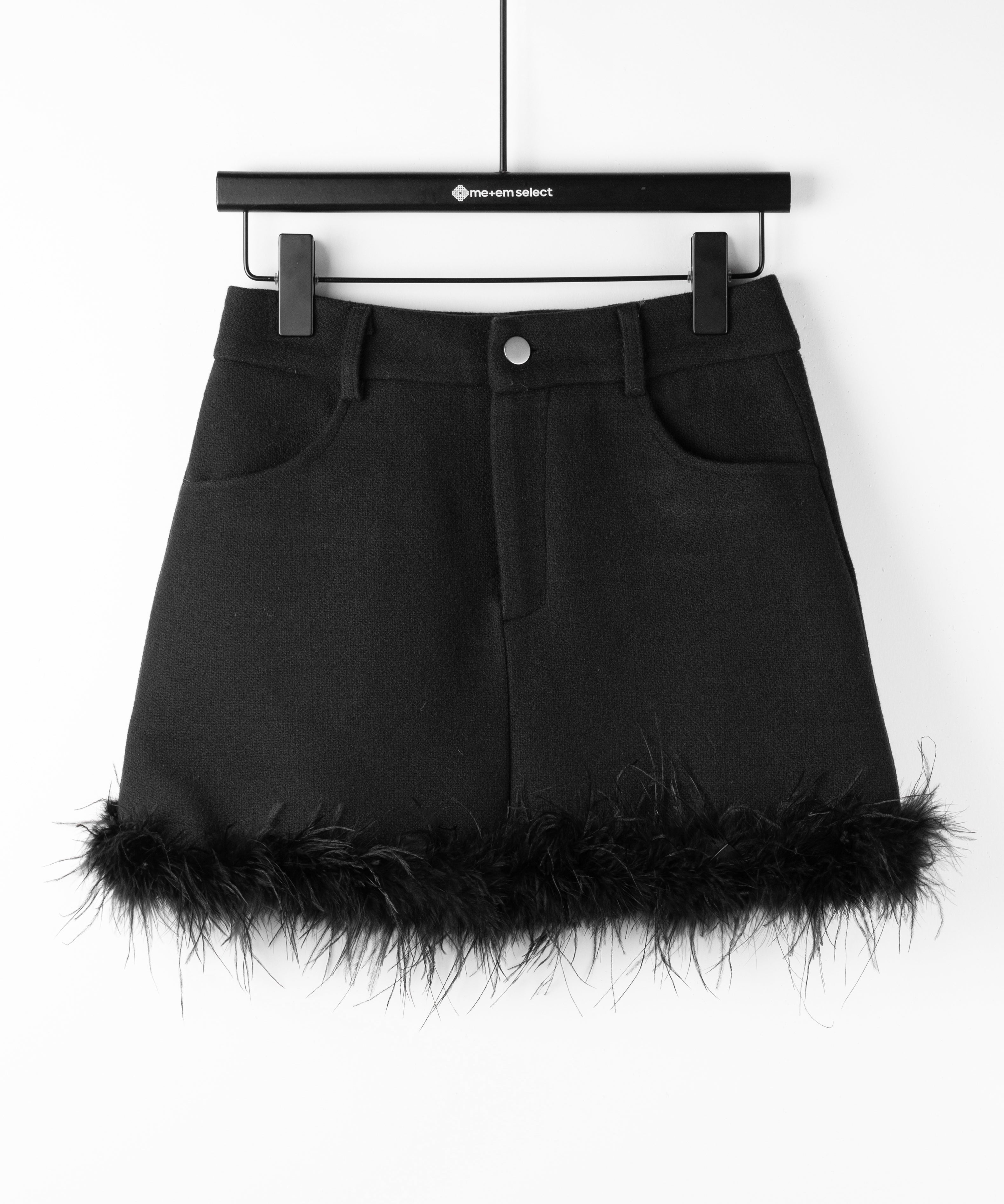 【 インナーパンツ裏地付 】ファードッキングウールライクレディミニスカート / fur docking woollike lady mini skirt