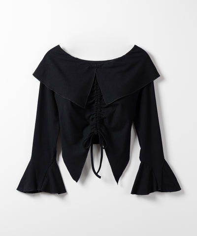 シャーリングフロントスリットオフショルトップス / shirring front slit offshoulder tops