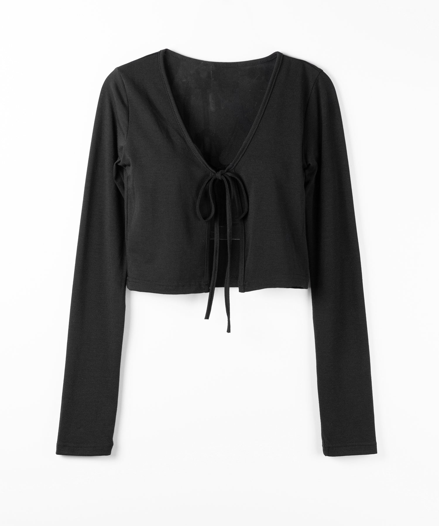 【 2color 】フロントリボンカットソーショートカーディガン / front ribbon cutsew short cardigan