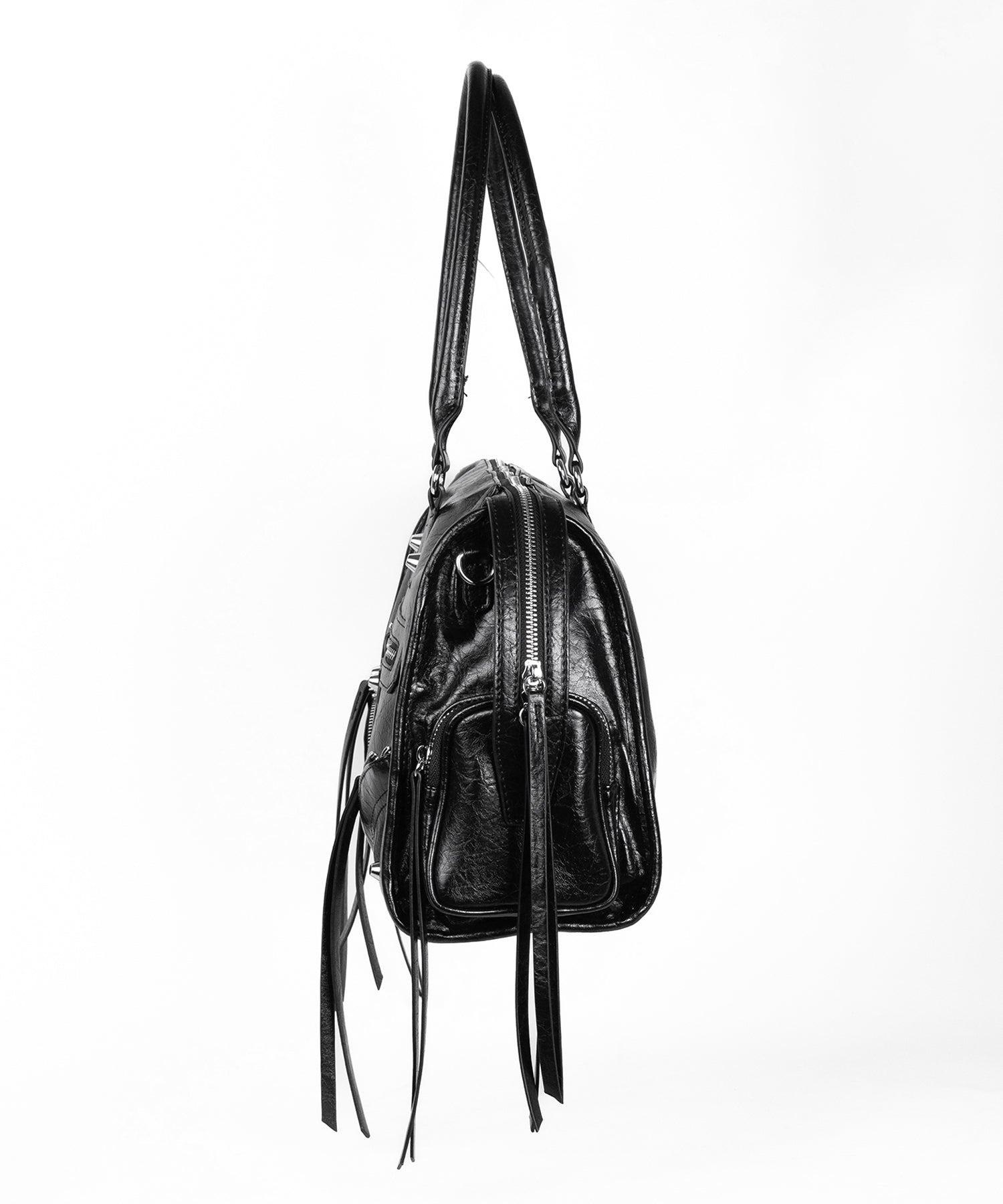 【 ショルダーストラップ付き2WAY 】アウトポケットヴィンテージダブルジップボストンショルダーバッグ /out pocket vintage double zip boston shoulder bag