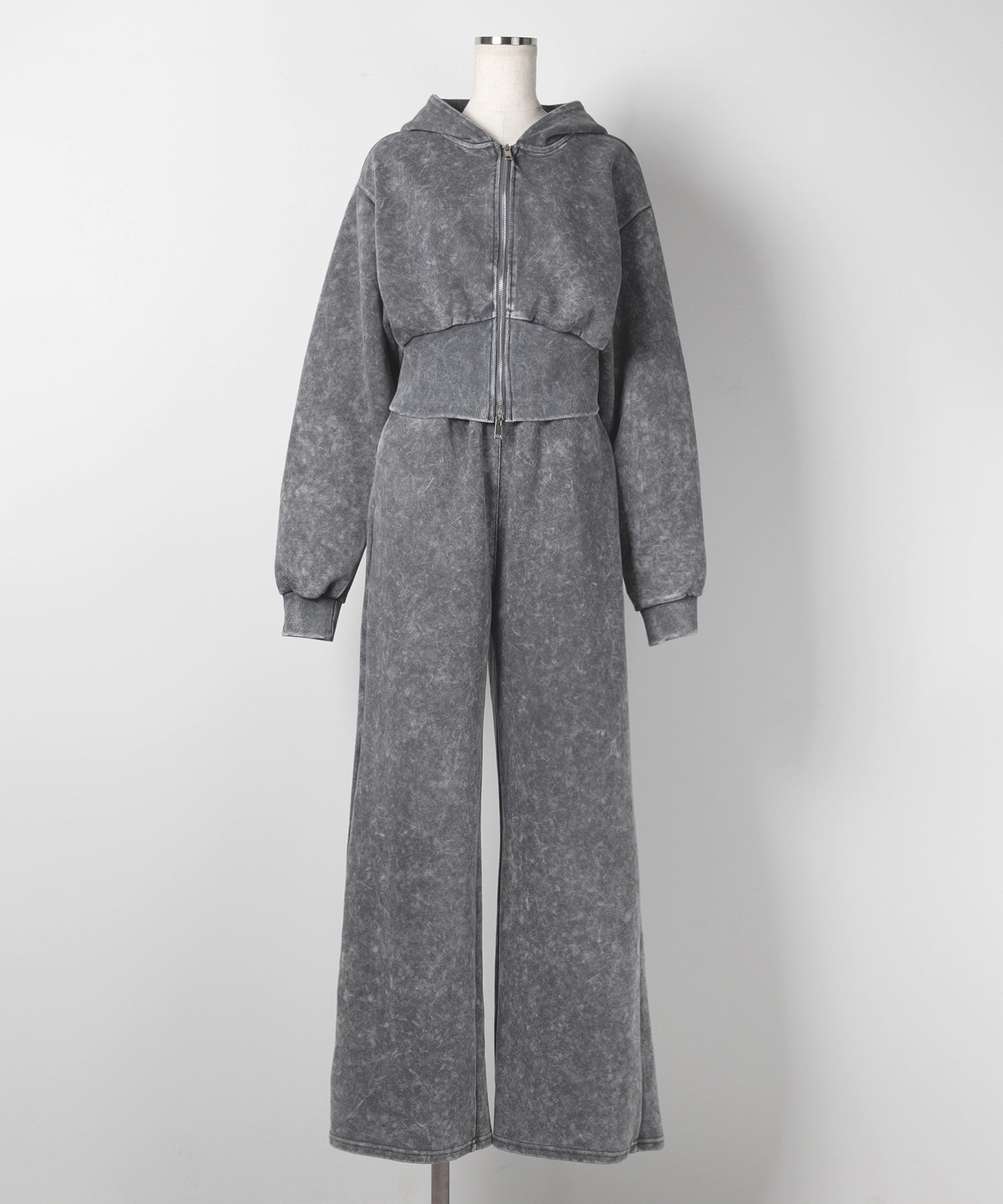 【 セットアップ 】ピグメントヴィンテージショートパーカー + ワイドパンツ SET / pigment vintage short hoodie + wide pants SET