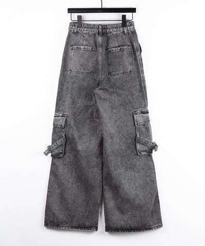 サイドラインストレートカーゴデニムパンツ / sideline straight cargo denim pants