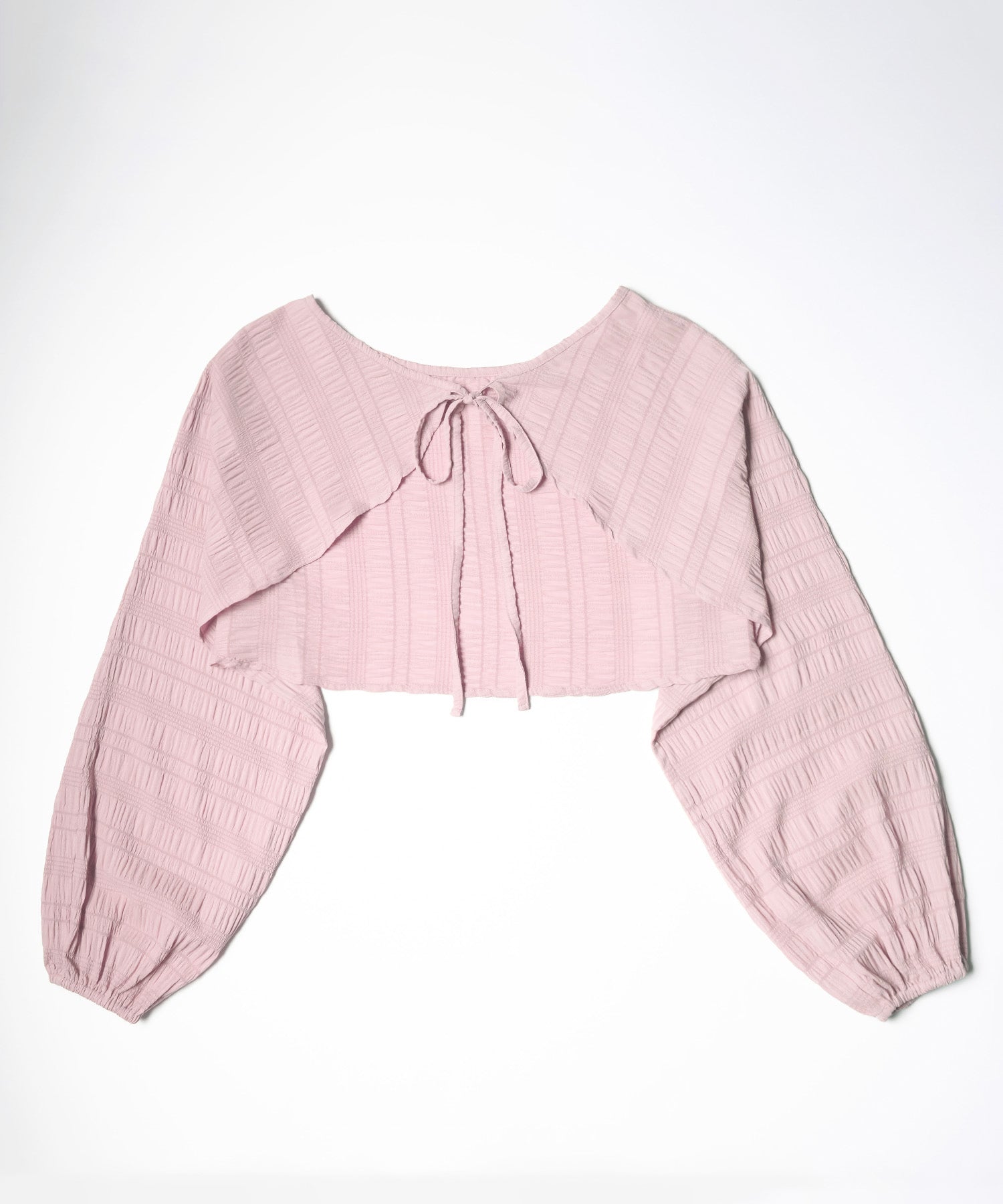 【 7color 】フロントリボンシャーリングショートボレロカーディガン