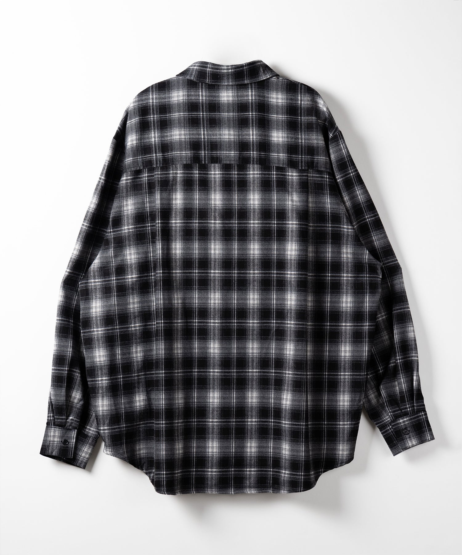 ビッグシルエットブラックチェックネルシャツ / big silhouette black check flannel shirt