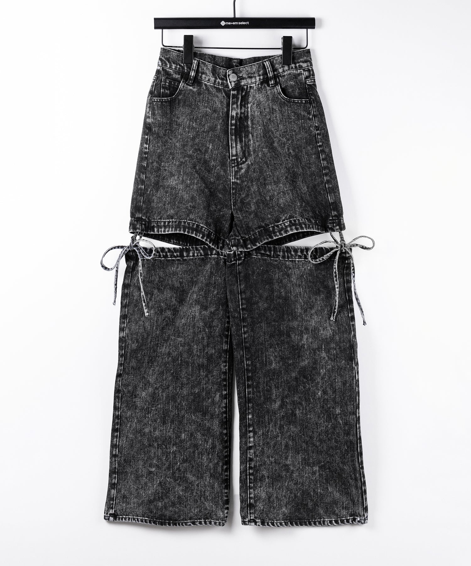 【 セットアップ着用可能 】2WAYヴィンテージケミカルブリーチカットアウトリボンデニム / 2WAY vintage chemical bleach cutout ribbon denim