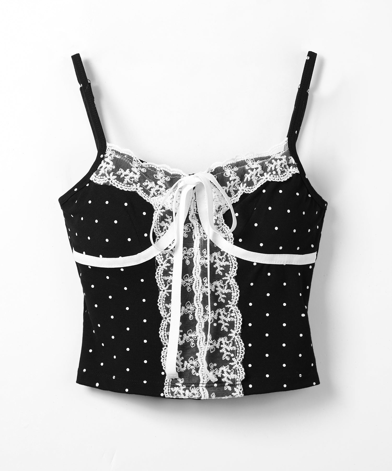 レースドッキングドットリボンキャミソール / lace dockimg dot ribbon camisole