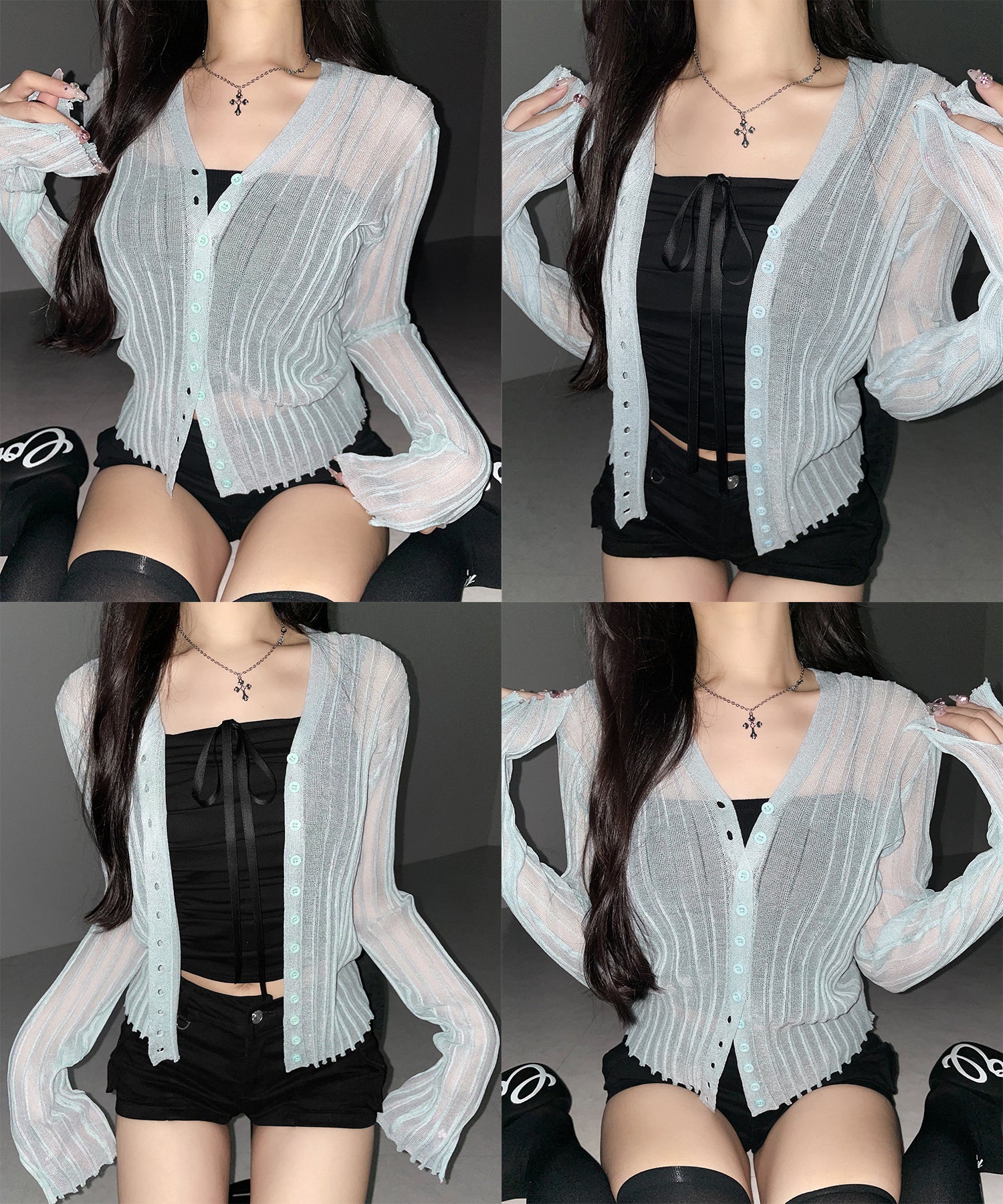 シアーリブニットカーディガン / sheer lib knit cardigan