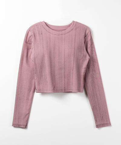 ヴィンテージプリント長袖クロップドリブTシャツ / vintage print longsleeve cropped lib Tee